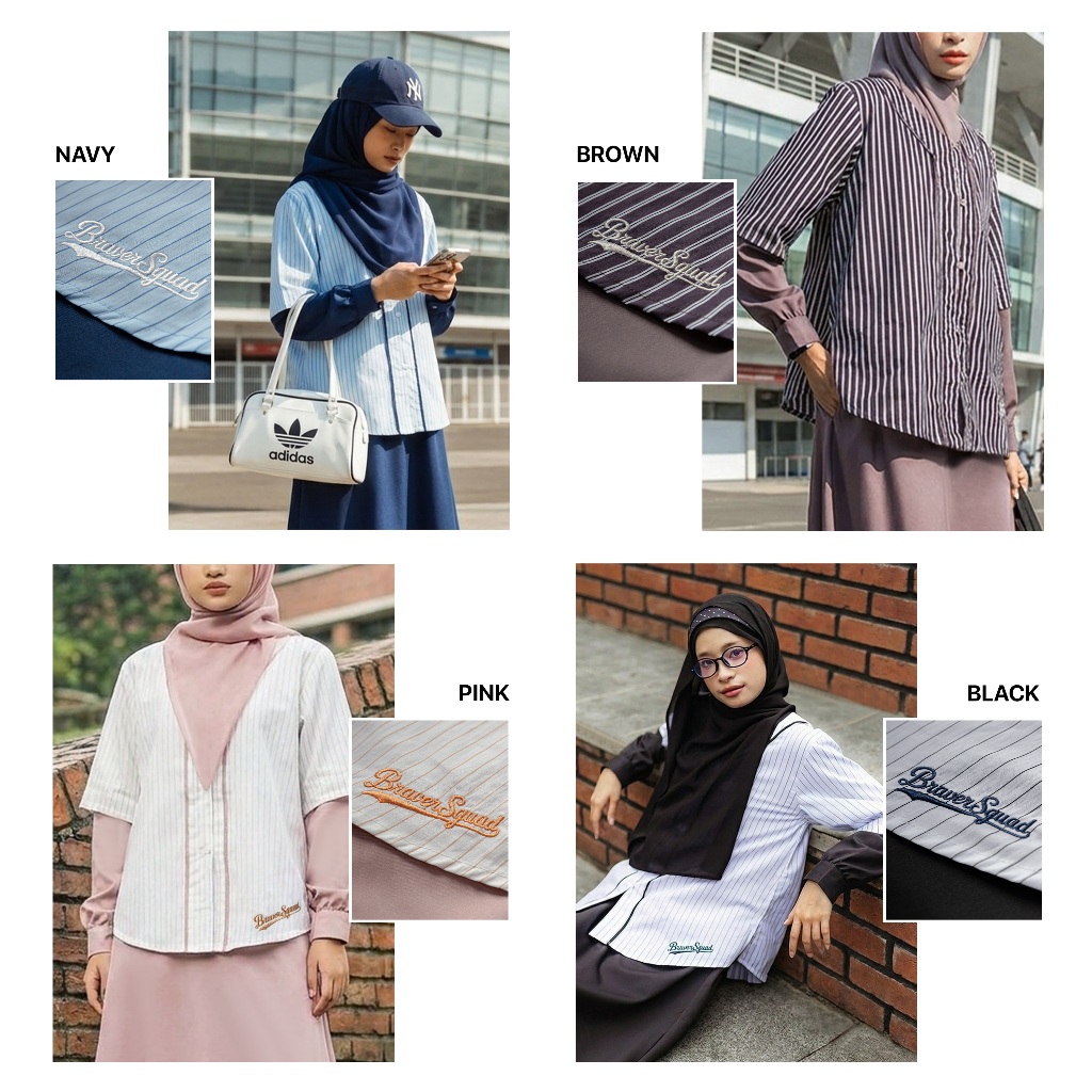 JILBRAVE Gamis Casual Sporty Cotton Set Outer Menyatu Bordir Muslimah - Kalsie Dress