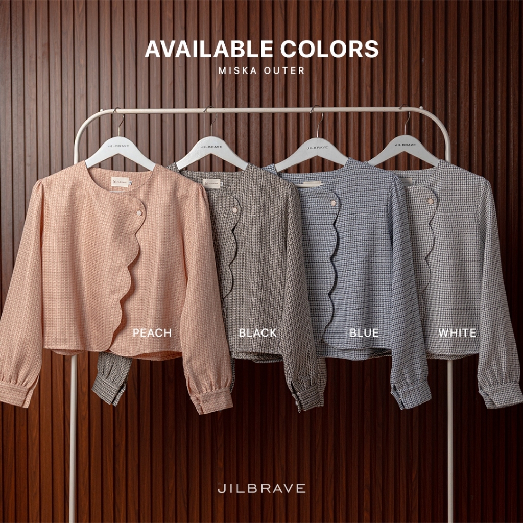 JILBRAVE Miska Outer Tweed Crop Blazer Muslimah Scallop Front Busui Kondangan Premium