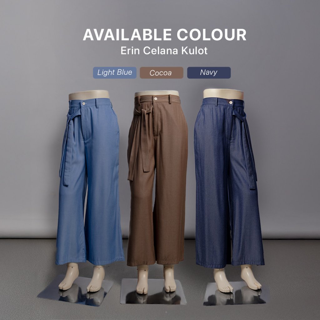JILBRAVE Erin Celana Kulot Wide Leg Pants Relaxed Denim Tenzel Efek Jenjang Casual Kerja Kuliah
