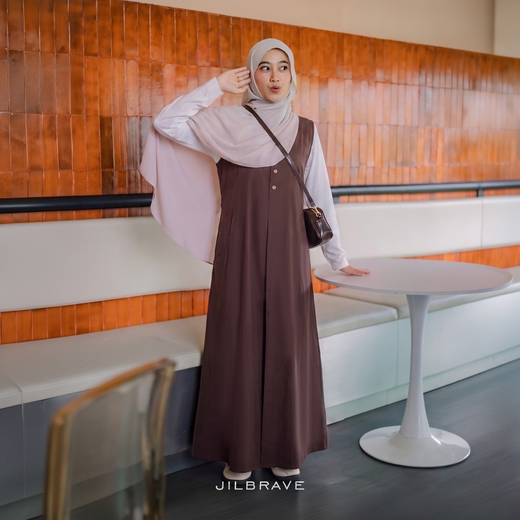 JILBRAVE Visya Sleeveless Dress Cotton Inner Long Dress Tanpa Lengan Polos Busui Friendly