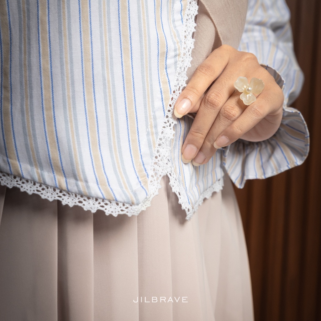 Zaney Blouse Stripe Shirt Feminine Korean Style
