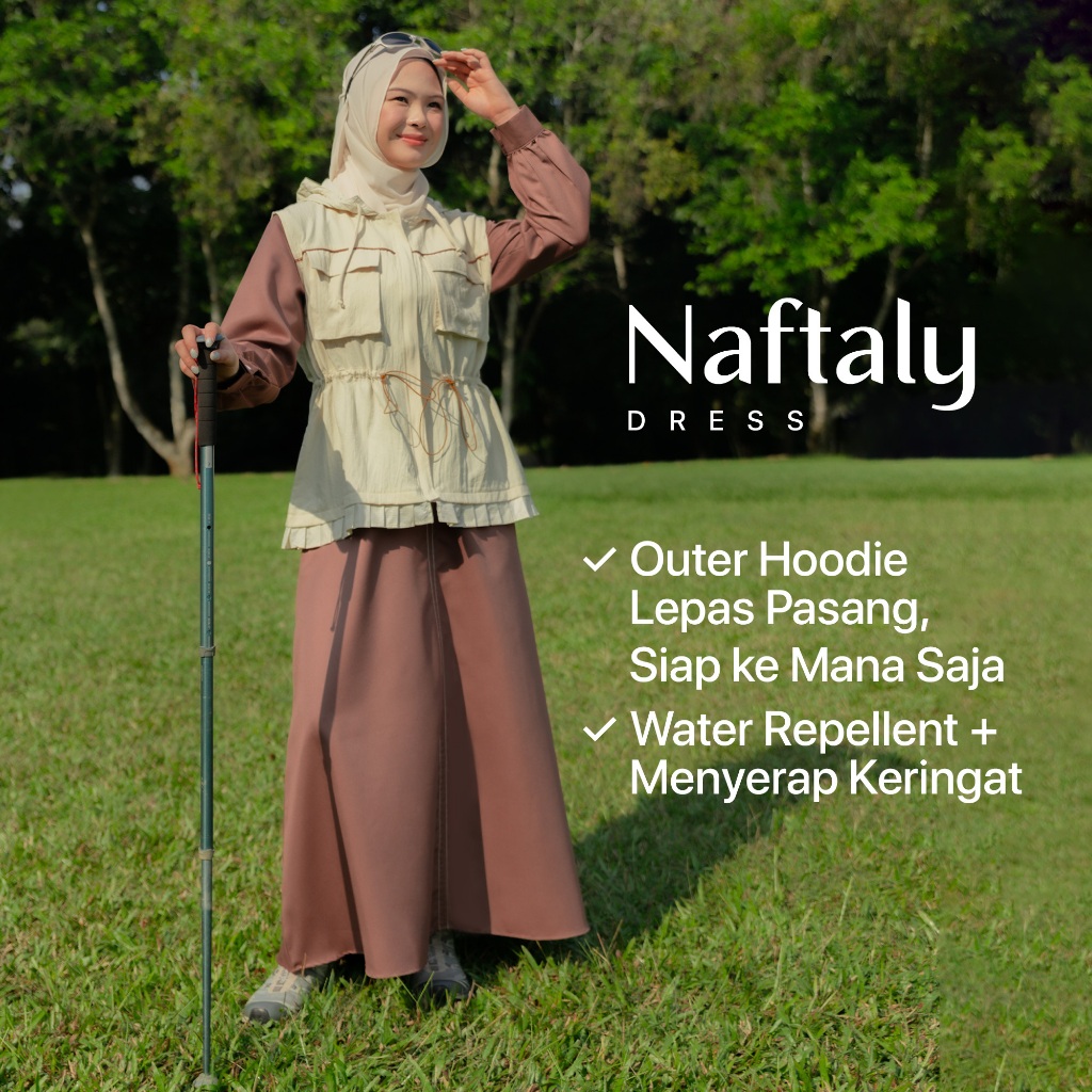 JILBRAVE Naftaly Dress - Gamis Outdoor Sporty Set Outer Hoodie Baju Muslimah Casual Premium