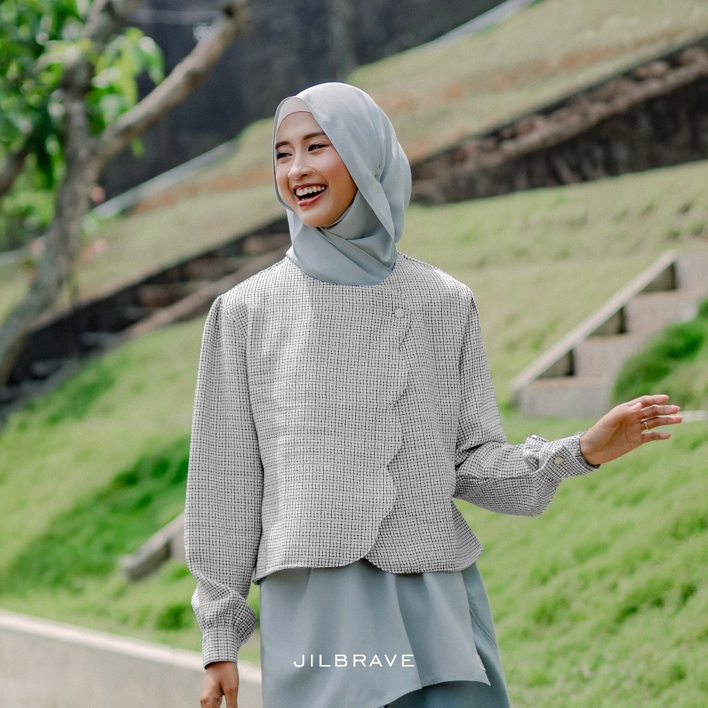 JILBRAVE Miska Outer Tweed Crop Blazer Muslimah Scallop Front Busui Kondangan Premium