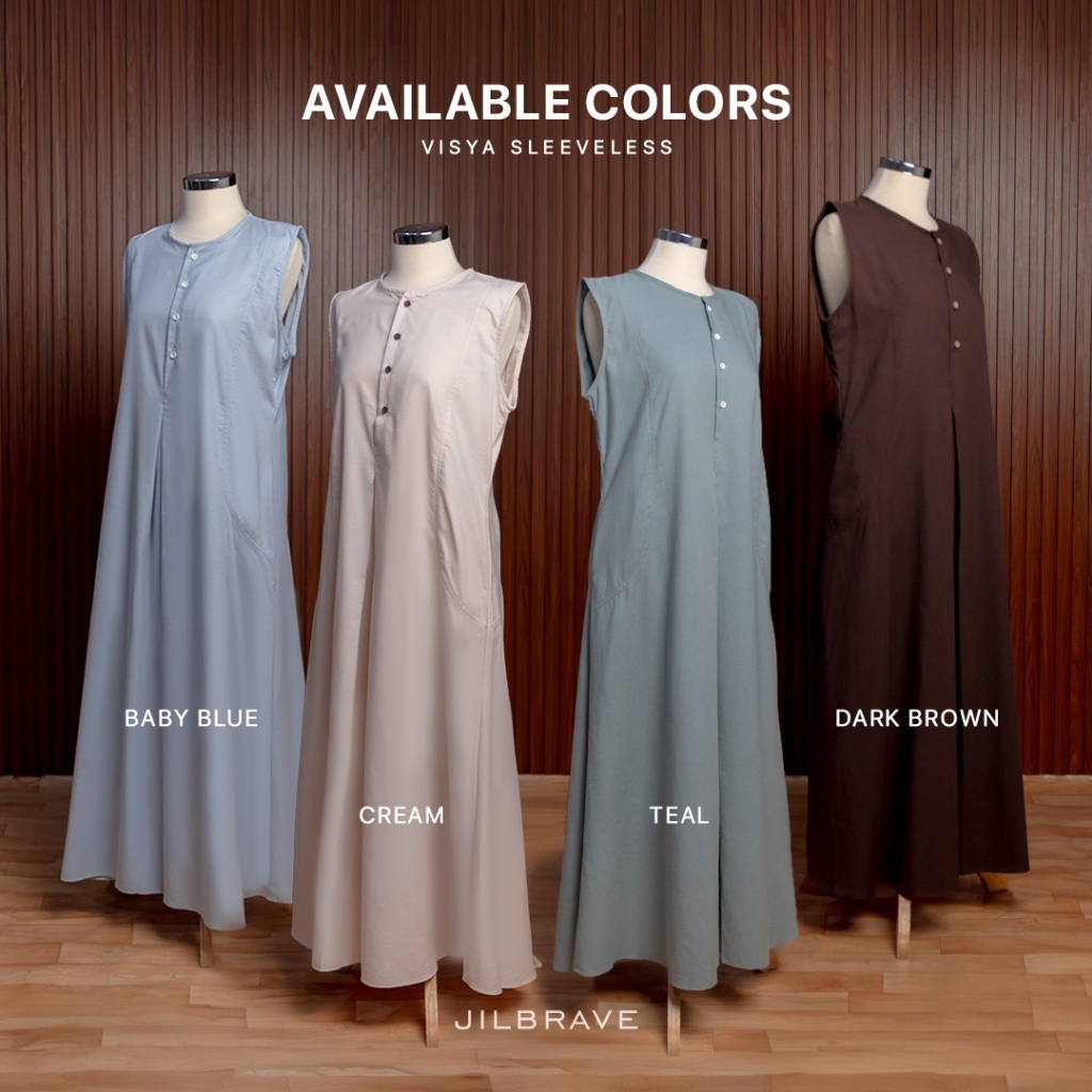 JILBRAVE Visya Sleeveless Dress Cotton Inner Long Dress Tanpa Lengan Polos Busui Friendly