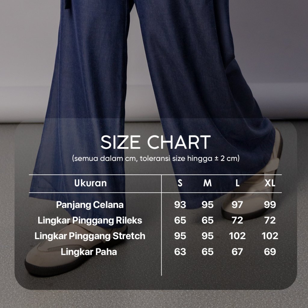 JILBRAVE Erin Celana Kulot Wide Leg Pants Relaxed Denim Tenzel Efek Jenjang Casual Kerja Kuliah