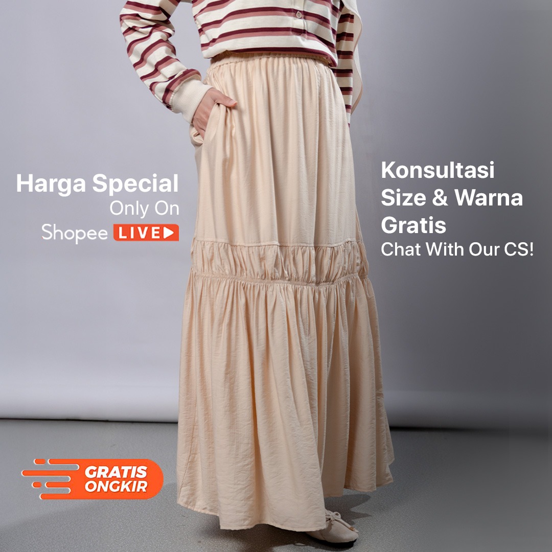 JILBRAVE Ellie Skirt Rok A Line Panjang Wanita Flowy Casual Semi Formal