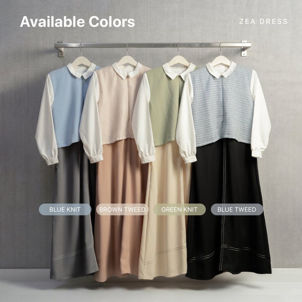 JILBRAVE Zea Dress Gamis Outer Vest 2in1 Layered Knit Tweed Anti Kusut Modest