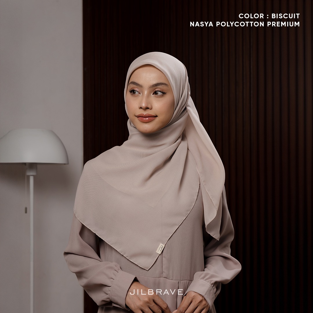 JILBRAVE Nasya Polycotton Premium Hijab Square (Hijab Segiempat Polycotton) phasmina