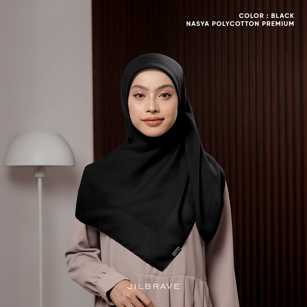 JILBRAVE Nasya Polycotton Premium Hijab Square (Hijab Segiempat Polycotton) phasmina