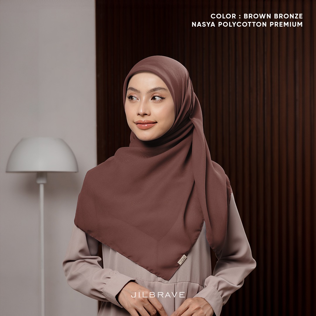 JILBRAVE Nasya Polycotton Premium Hijab Square (Hijab Segiempat Polycotton) phasmina