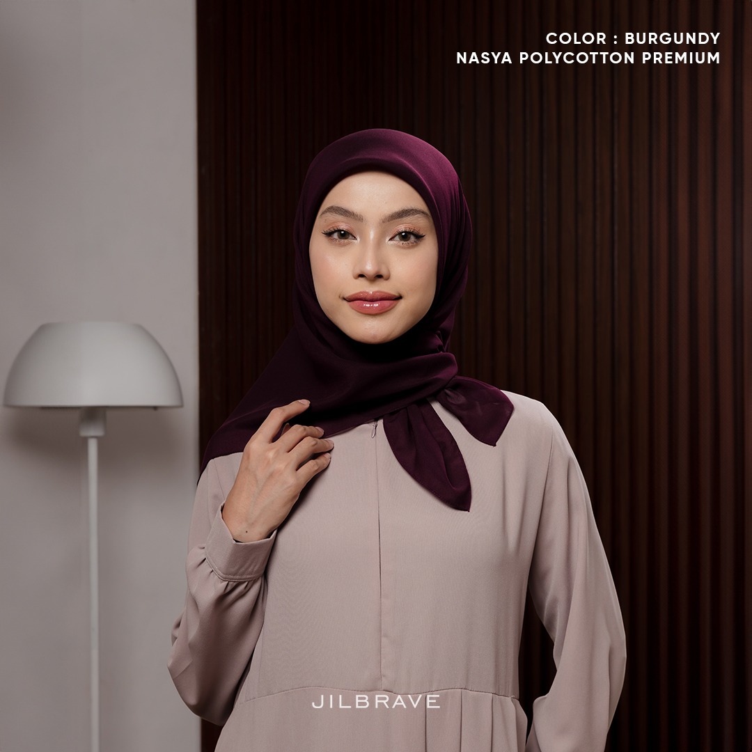 JILBRAVE Nasya Polycotton Premium Hijab Square (Hijab Segiempat Polycotton) phasmina