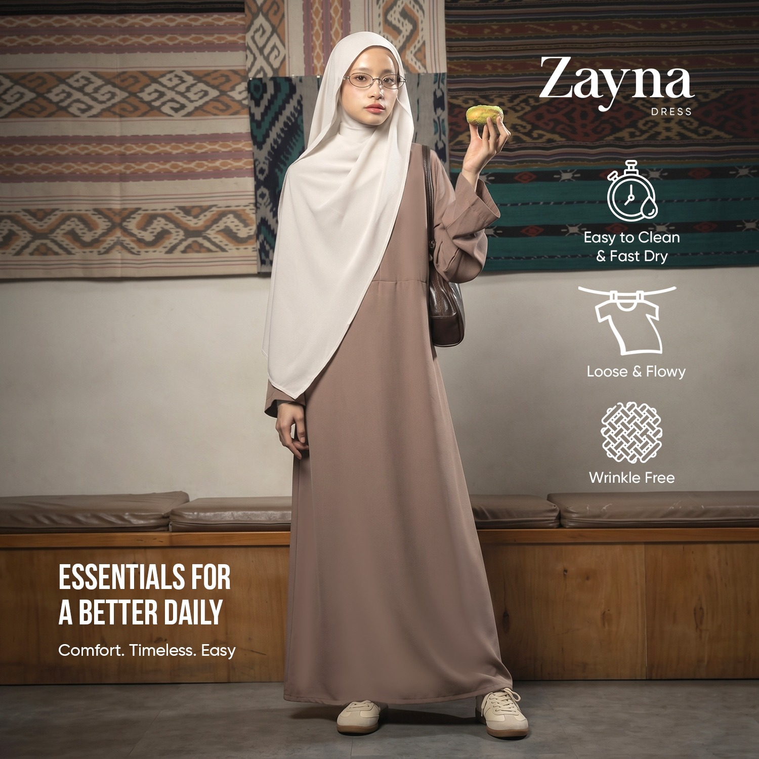 JILBRAVE Zayna Dress Wanita Gamis Basic Plain Simple