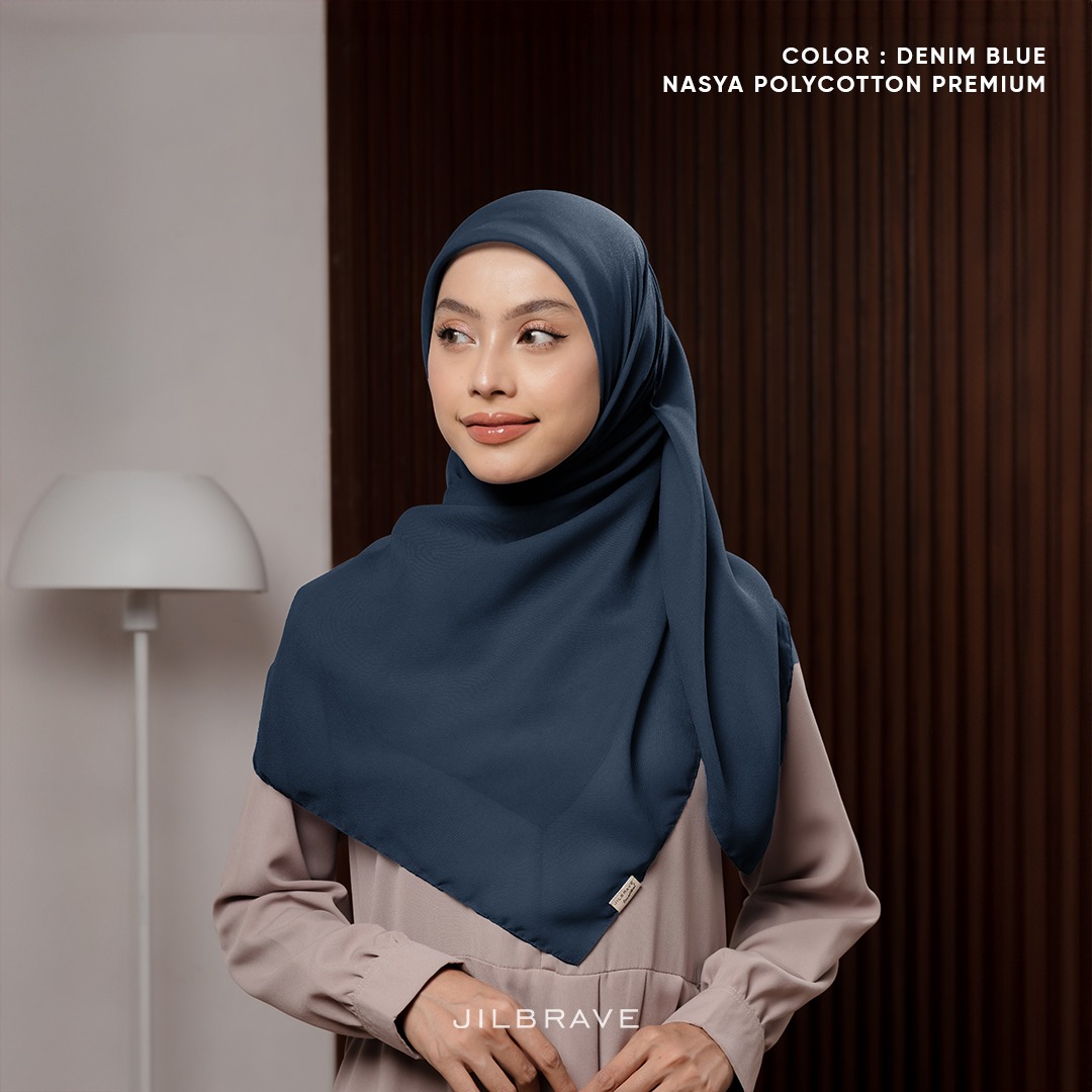 JILBRAVE Nasya Polycotton Premium Hijab Square (Hijab Segiempat Polycotton) phasmina