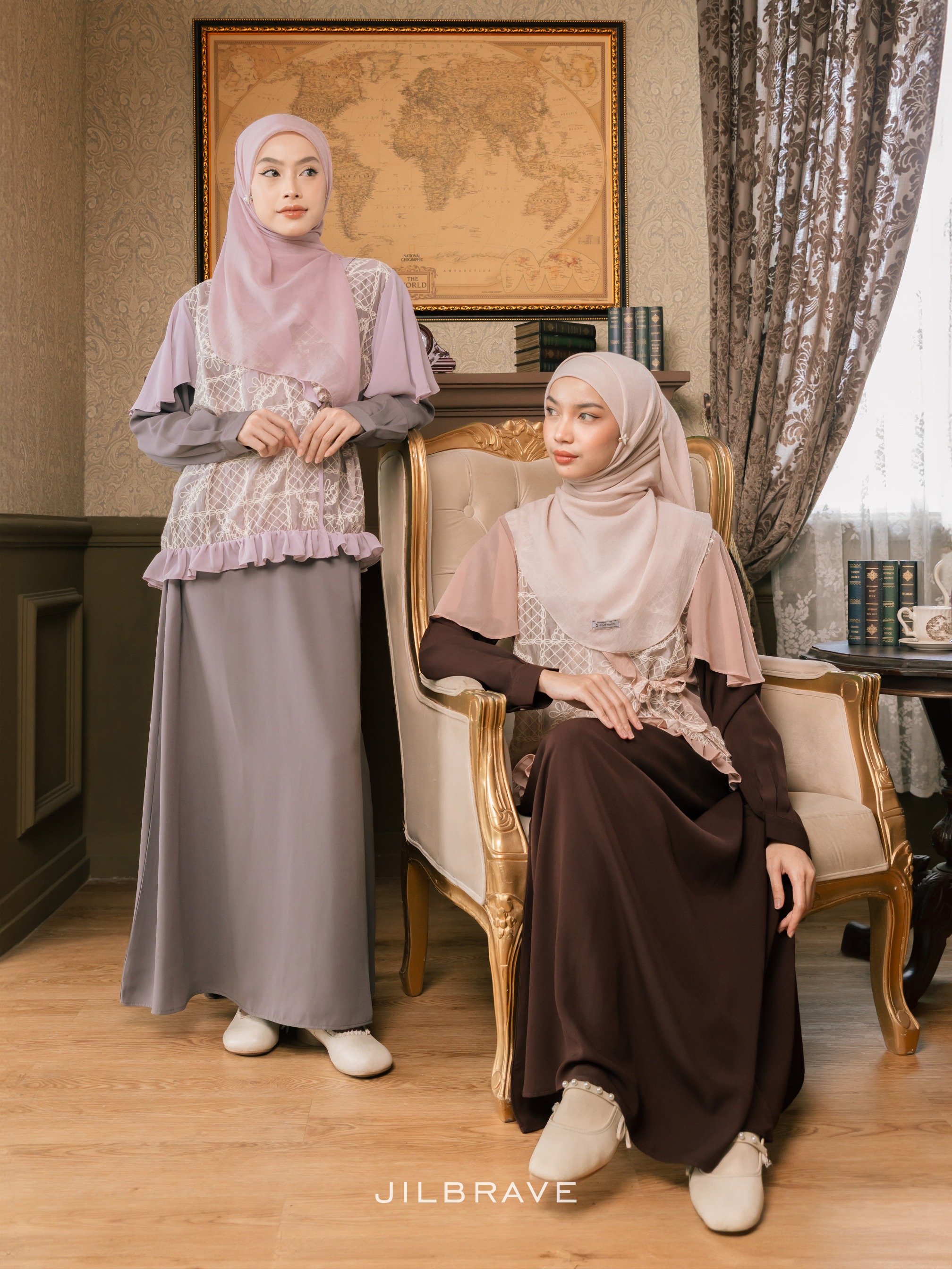 Keelia Dress Gamis Set Outer Kondangan Muslimah Feminine Elegant