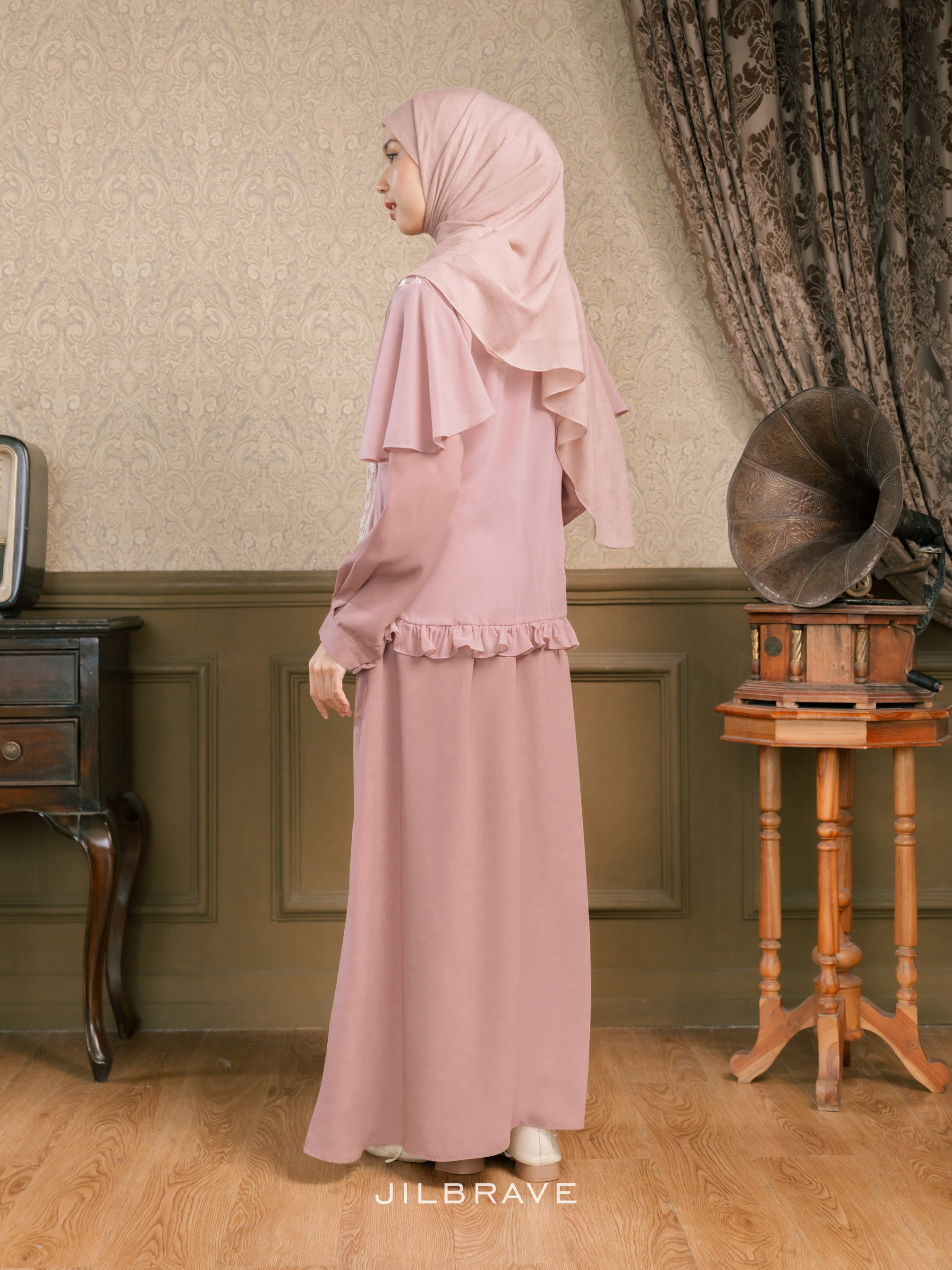Keelia Dress Gamis Set Outer Kondangan Muslimah Feminine Elegant