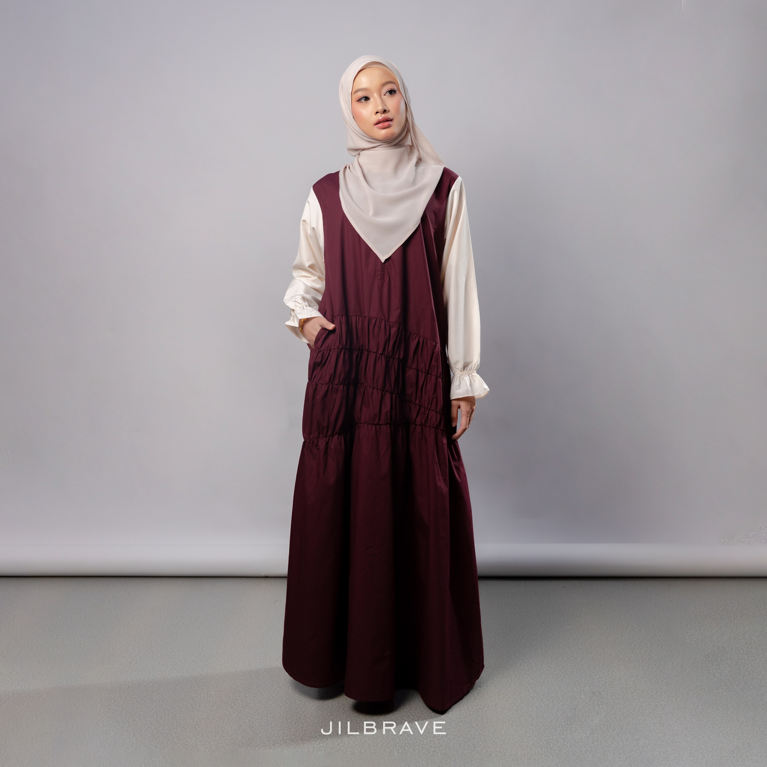 JILBRAVE Alana Dress Poplin Gamis Casual Korean Style