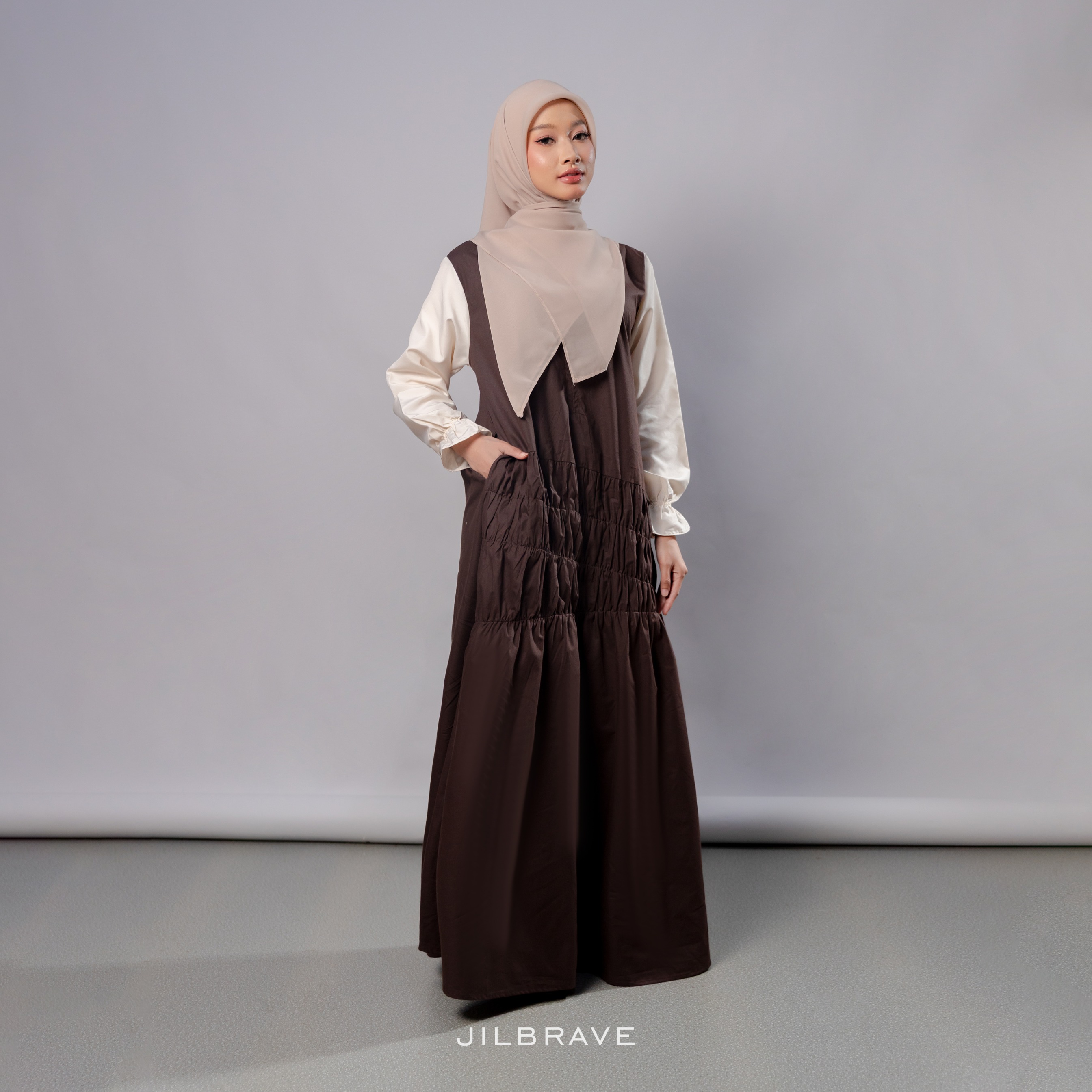 JILBRAVE Alana Dress Poplin Gamis Casual Korean Style