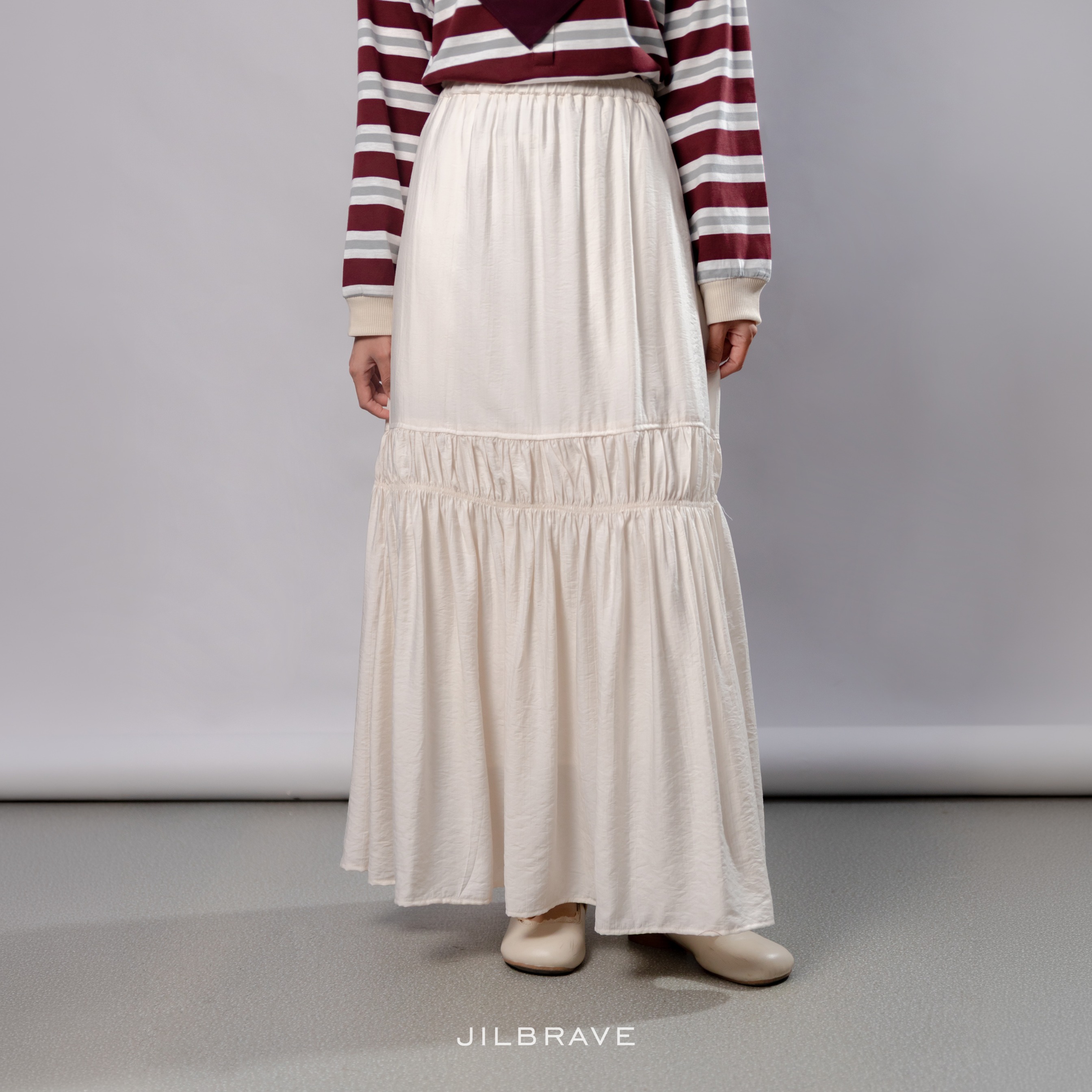 JILBRAVE Ellie Skirt Rok A Line Panjang Wanita Flowy Casual Semi Formal