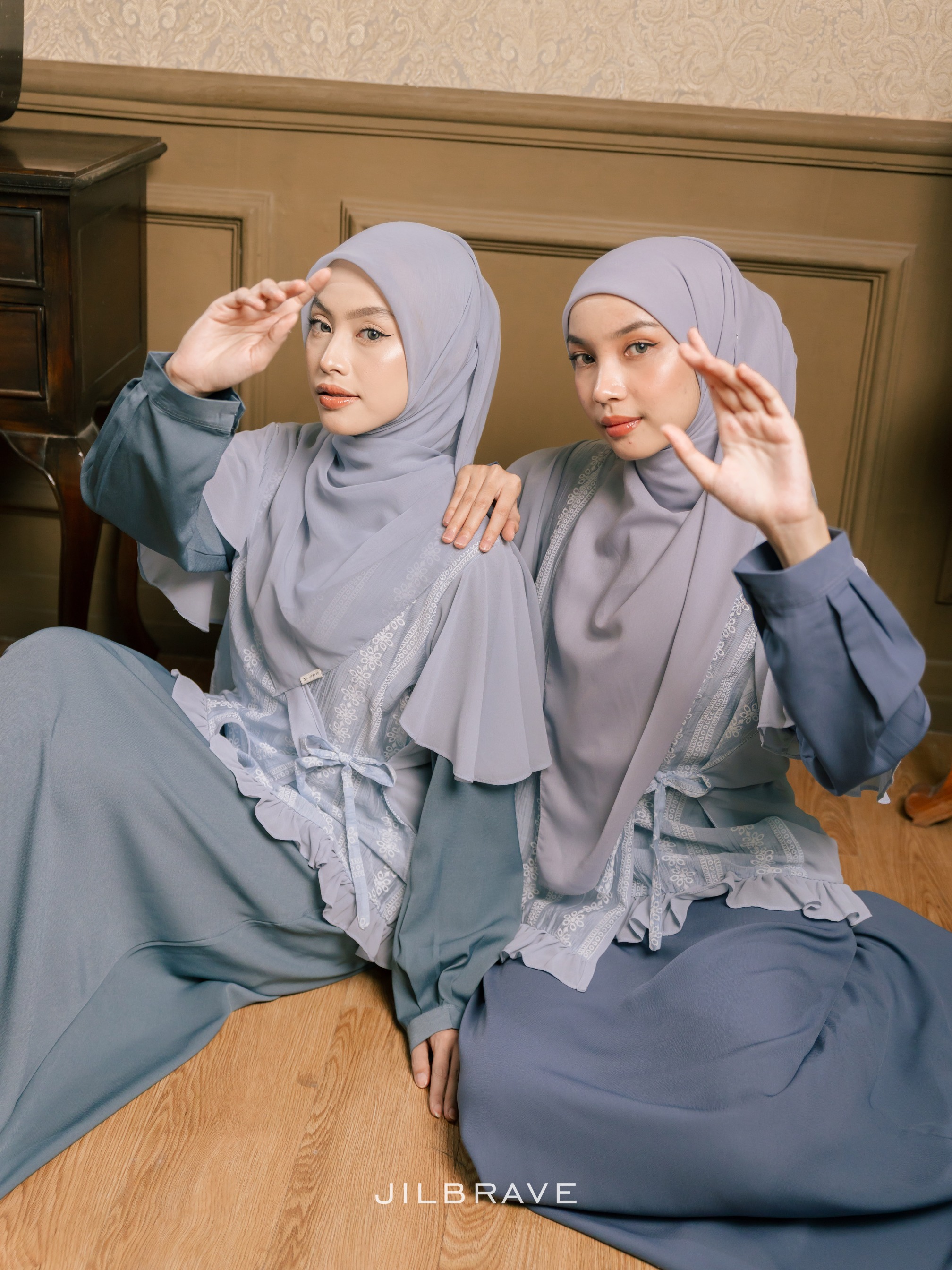 Keelia Dress Gamis Set Outer Kondangan Muslimah Feminine Elegant