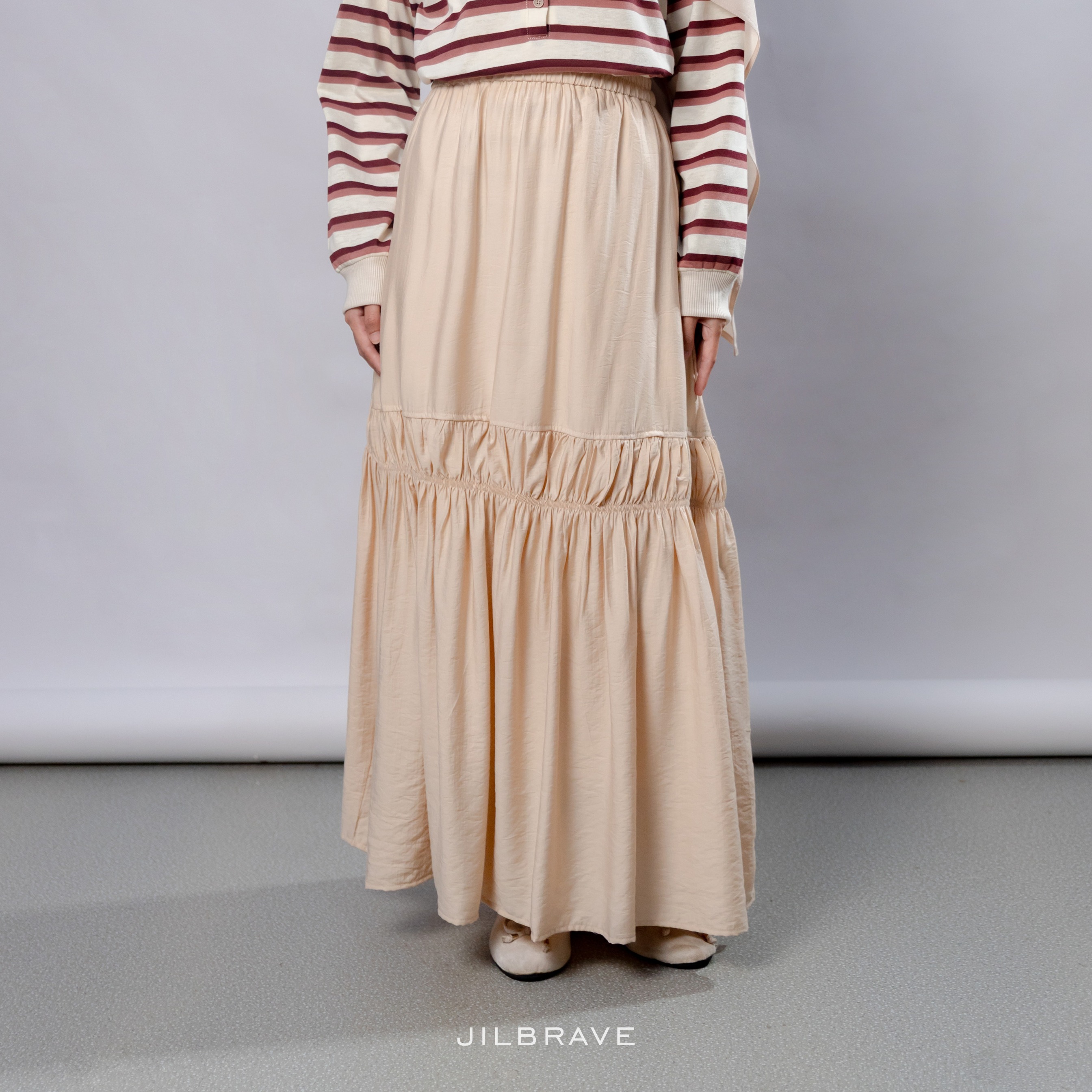 JILBRAVE Ellie Skirt Rok A Line Panjang Wanita Flowy Casual Semi Formal