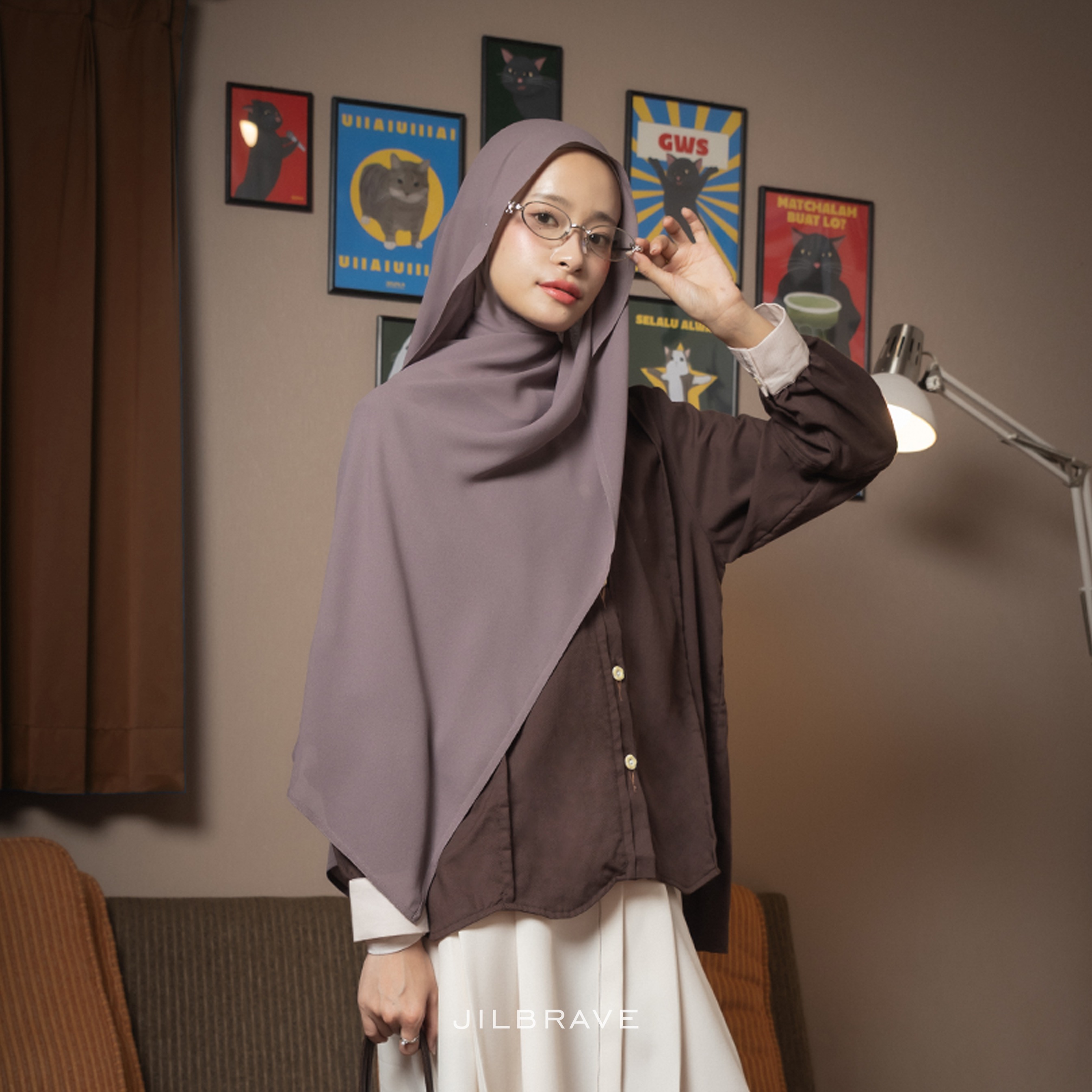 JILBRAVE Aiza Blouse Kemeja Cute Cutting Gelombang dengan Kancing Bunga Aksen Bordir Girly Korean Style