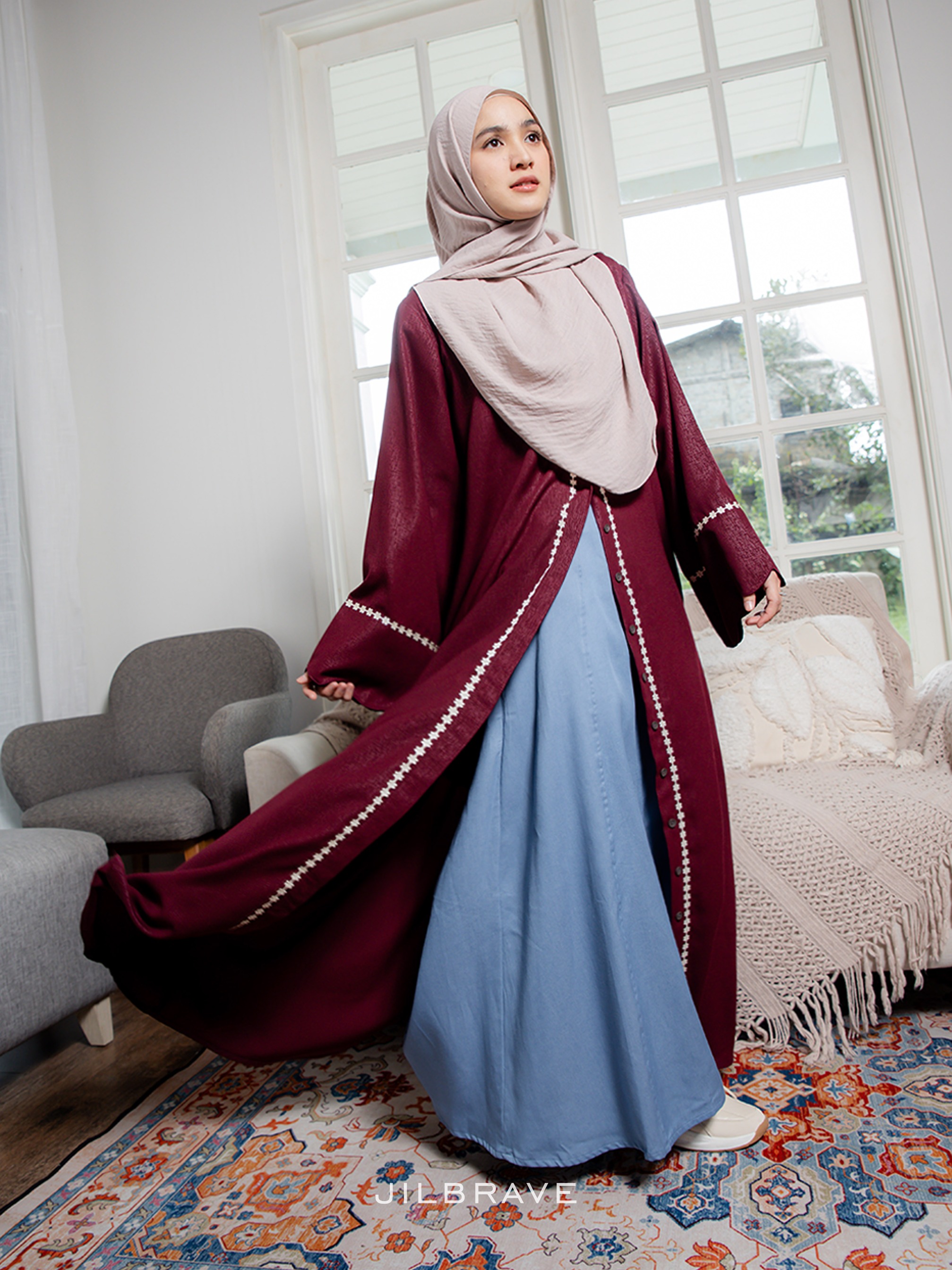 Isma Abaya Gamis Wanita Loose Dress Full Button Outer Friendly
