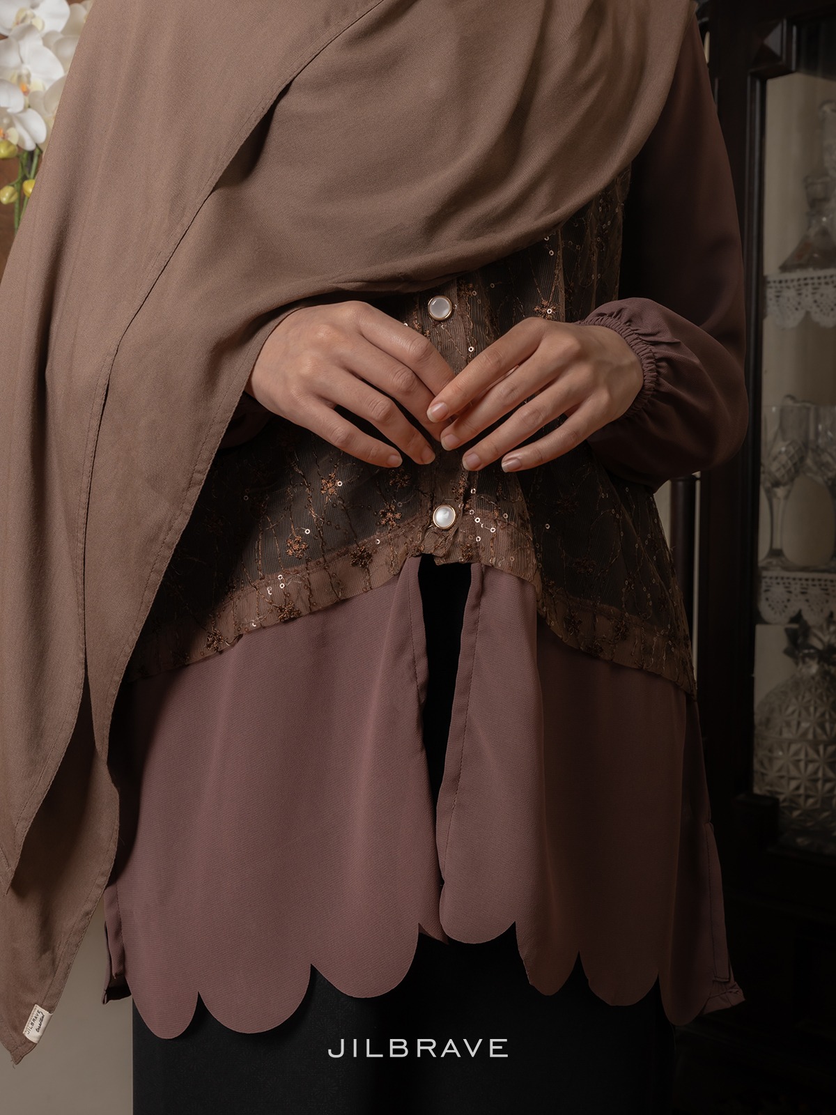 JILBRAVE Viera Outer Elegan Tulle Brukat Bordir Lebaran Embroidery