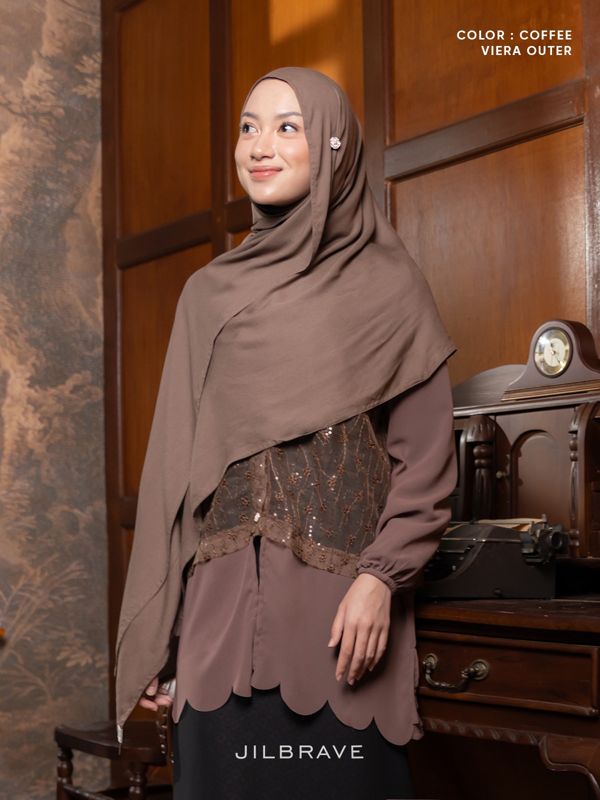 JILBRAVE Viera Outer Elegan Tulle Brukat Bordir Lebaran Embroidery