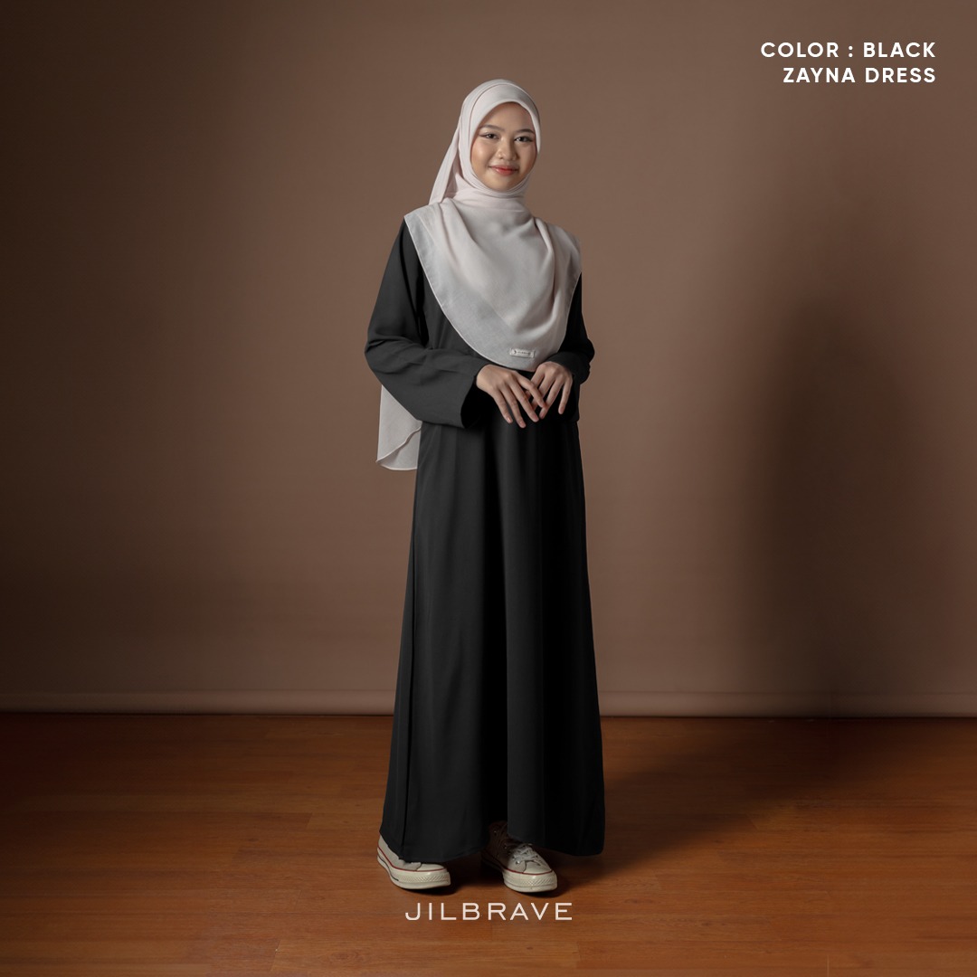 JILBRAVE Zayna Dress Wanita Gamis Basic Plain Simple