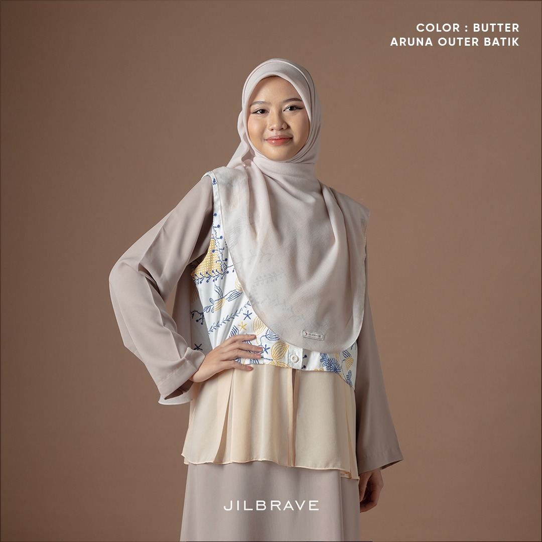 JILBRAVE Aruna Outer Batik Wanita Muslimah Sleeveless Elegan