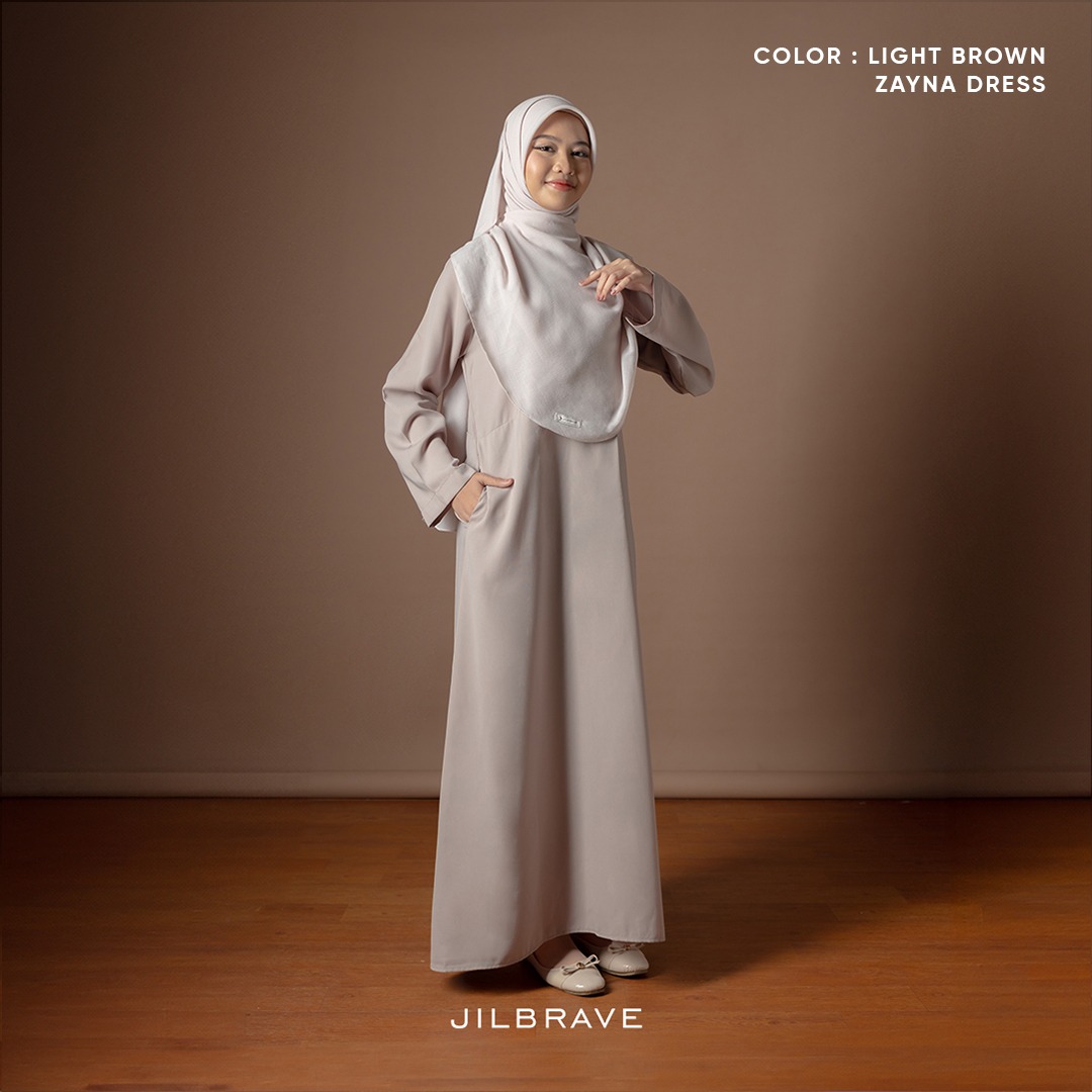 JILBRAVE Zayna Dress Wanita Gamis Basic Plain Simple