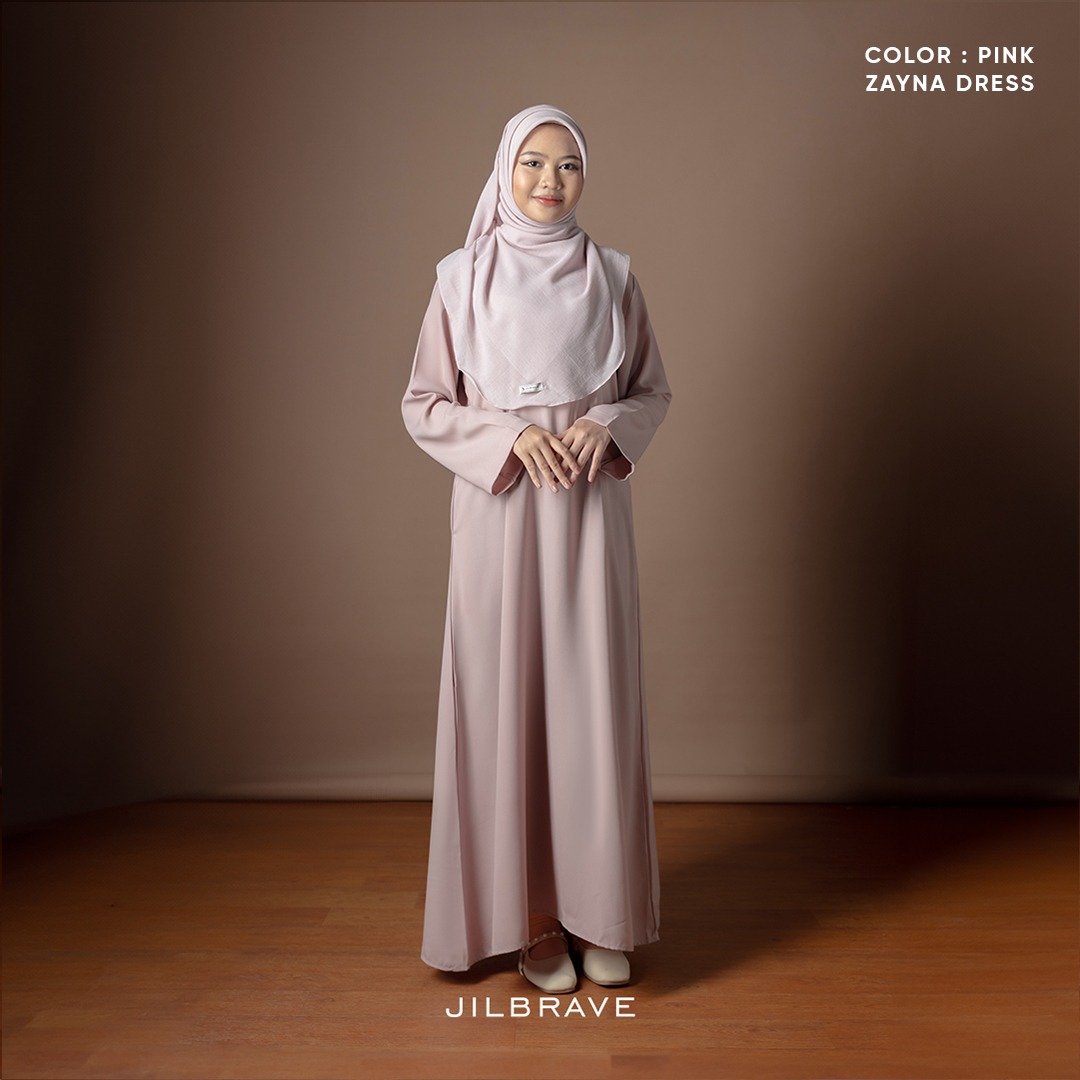 JILBRAVE Zayna Dress Wanita Gamis Basic Plain Simple