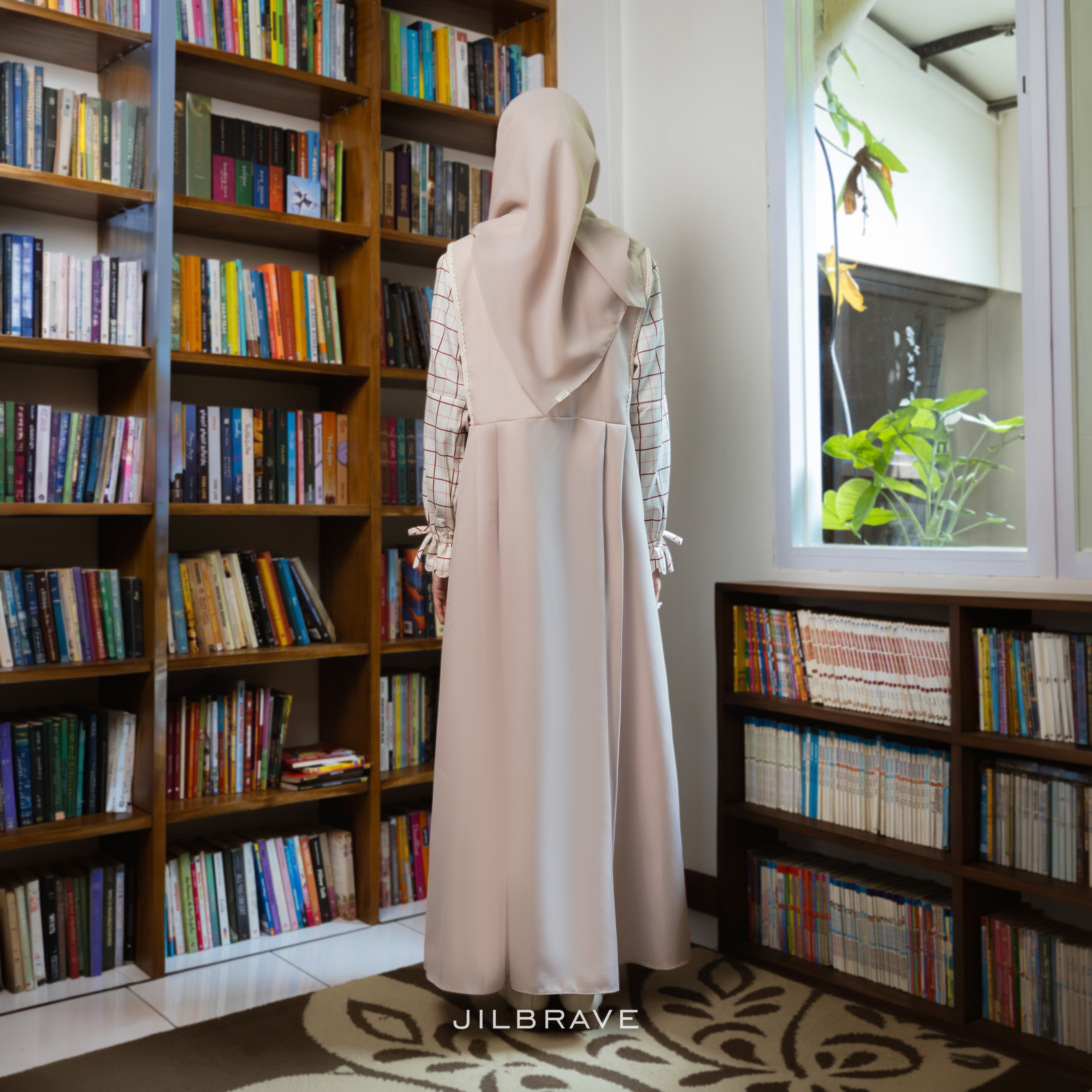 Calya Overall Dress Motif Kotak Plaid Gamis Wanita 2-in-1 Look