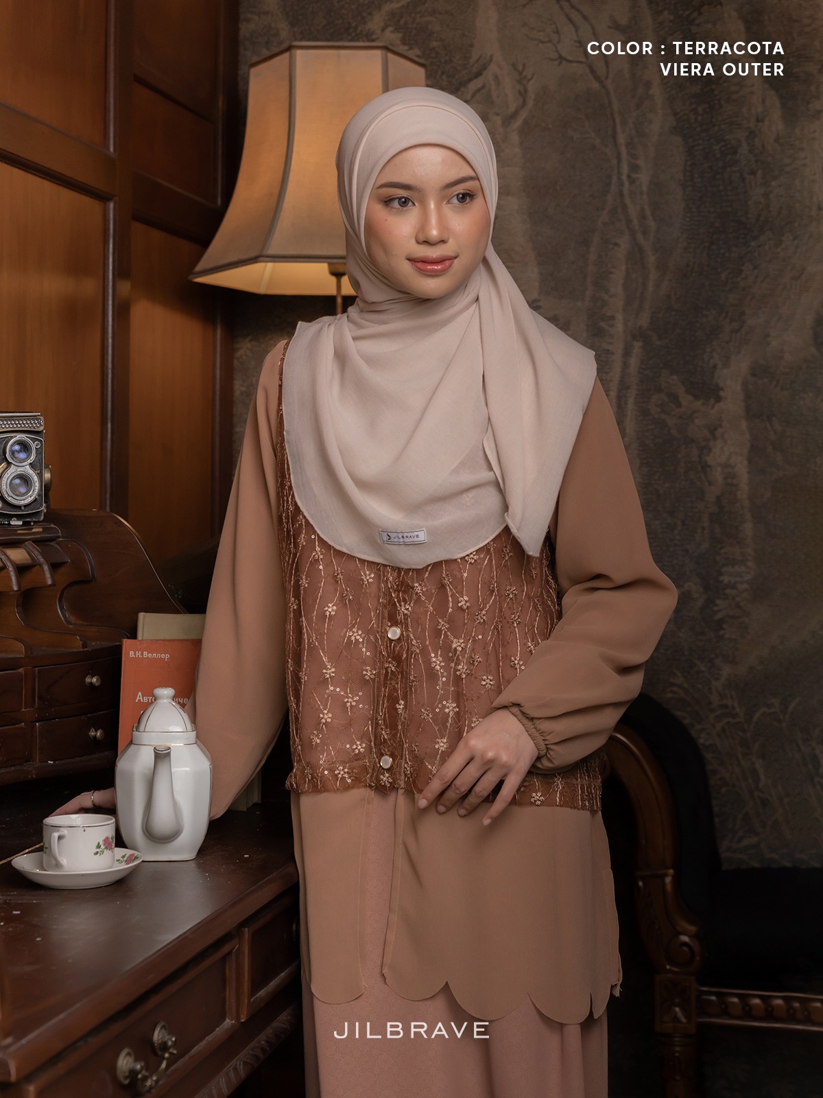JILBRAVE Viera Outer Elegan Tulle Brukat Bordir Lebaran Embroidery