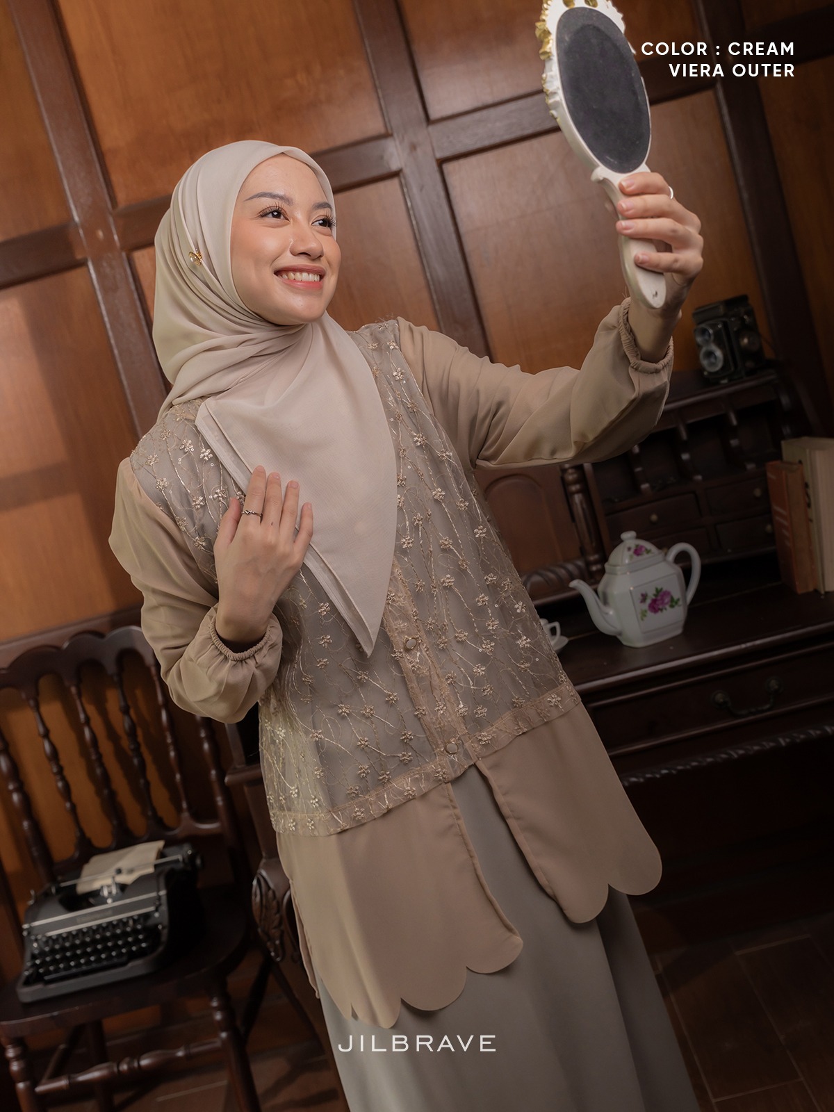 JILBRAVE Viera Outer Elegan Tulle Brukat Bordir Lebaran Embroidery