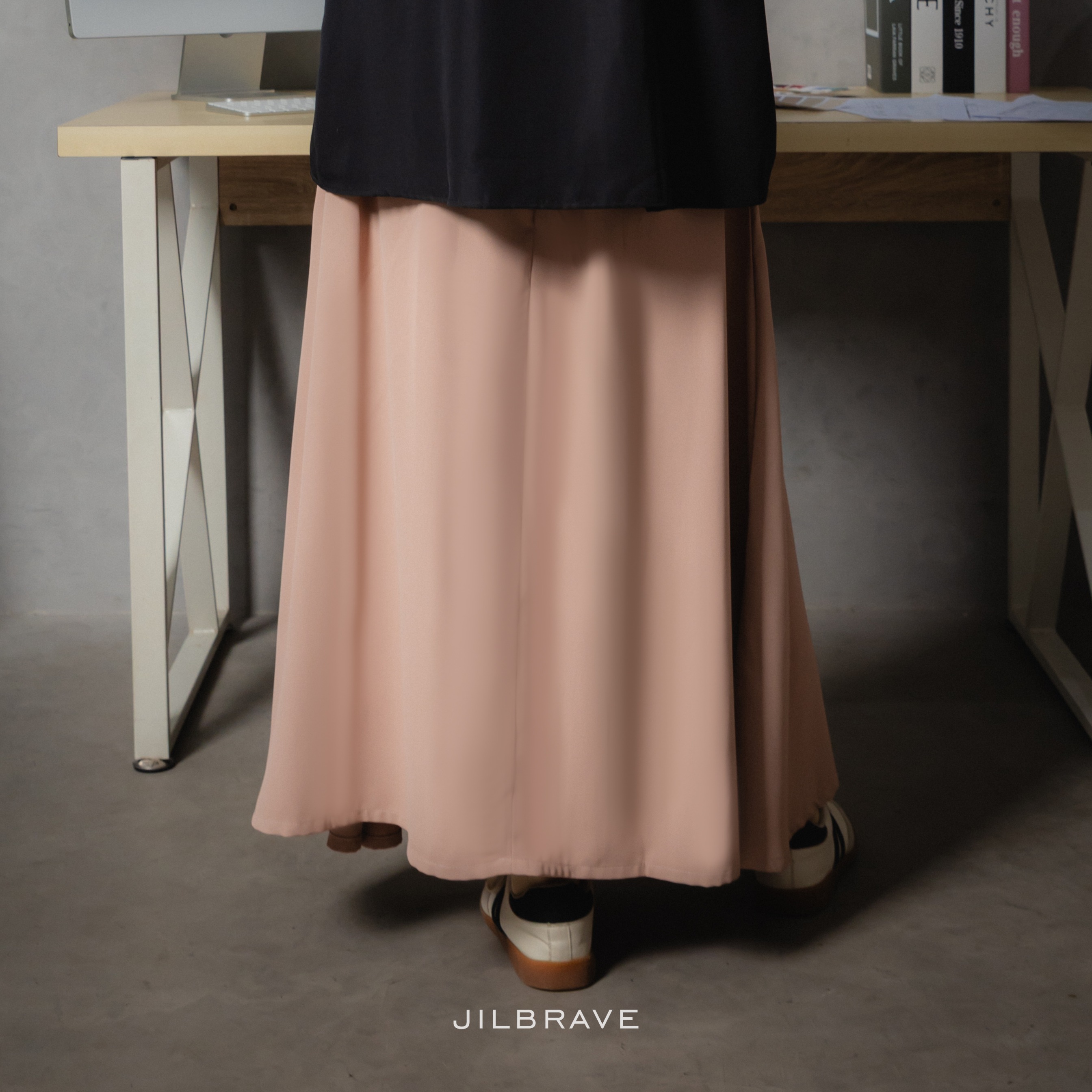 JILBRAVE Damie Skirt Rok Wanita Panjang A-Line Korean Style Polos Twill