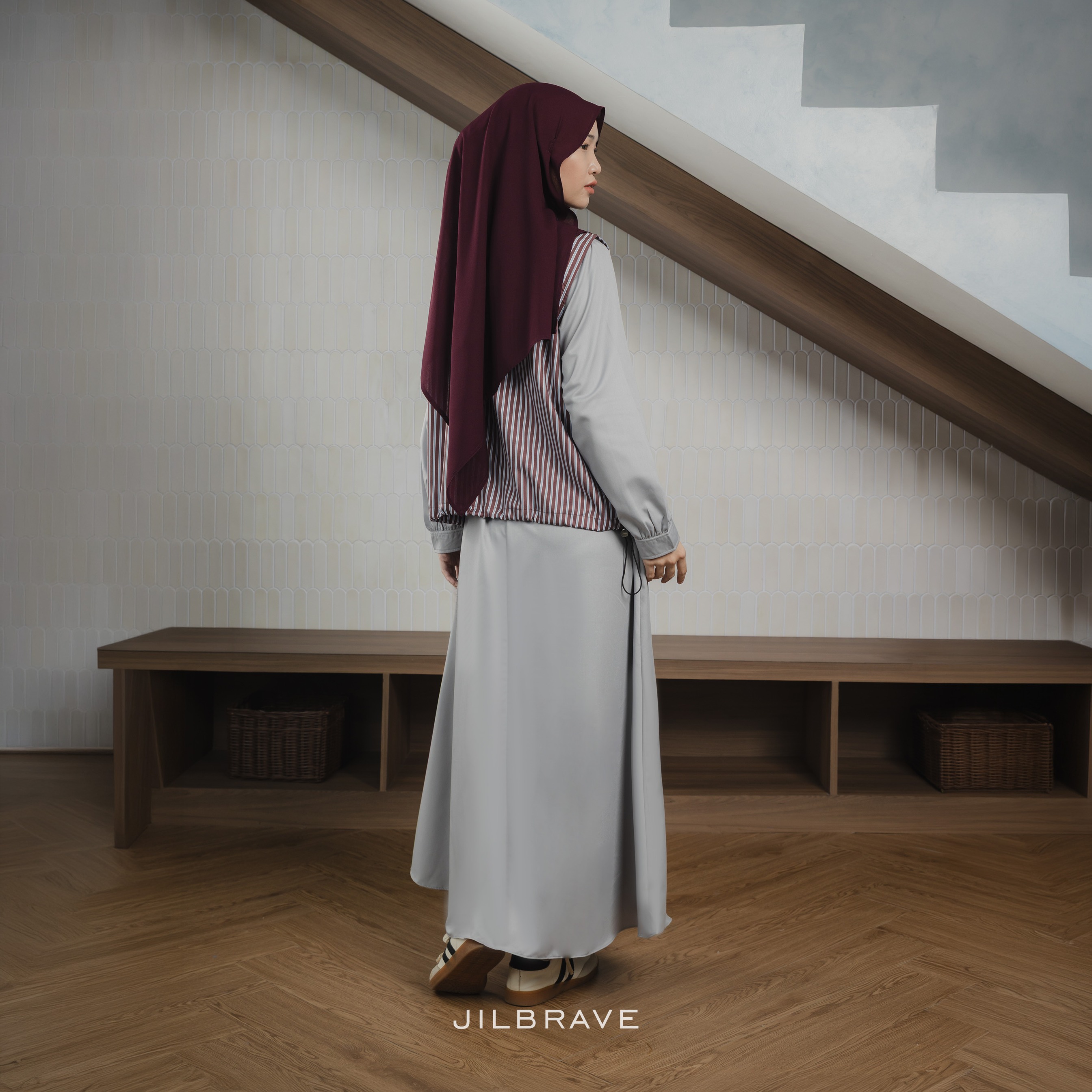 JILBRAVE Saffa Dress Gamis 2in1 Set Outer Cotton Korean Casual Daily Wear