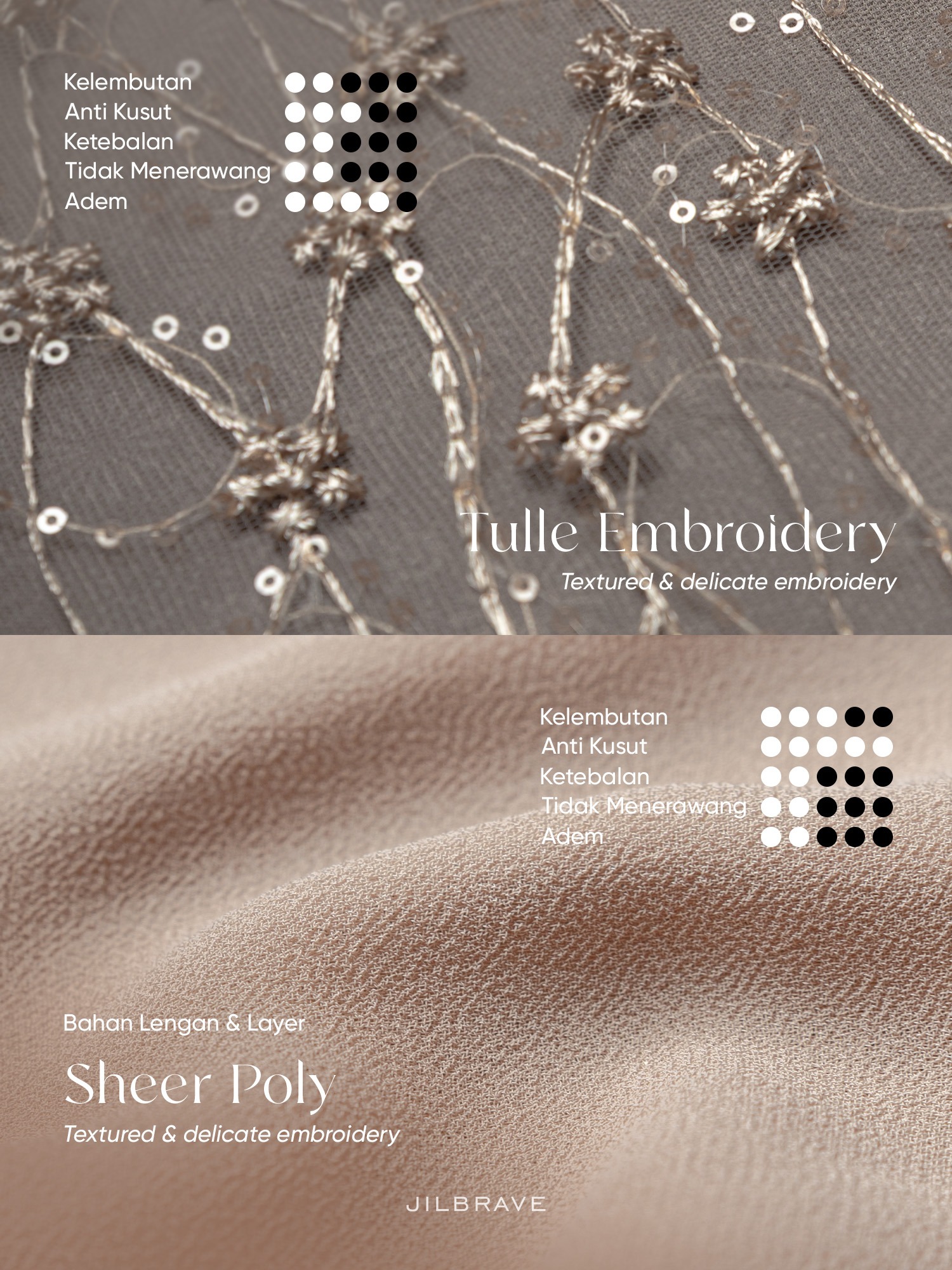 JILBRAVE Viera Outer Elegan Tulle Brukat Bordir Lebaran Embroidery