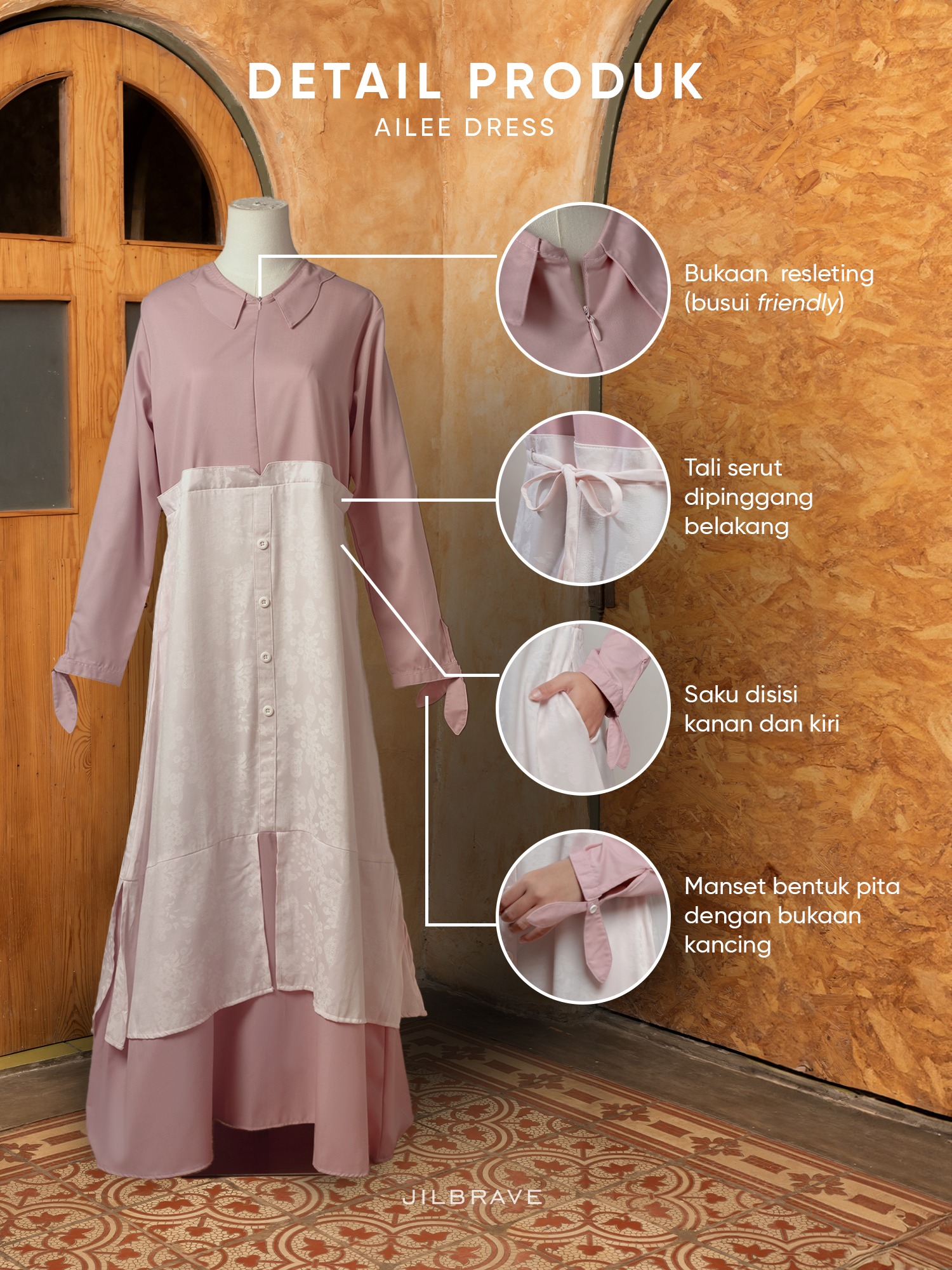 JILBRAVE Ailee Dress Gamis Cotton Silk Feminine Elegant