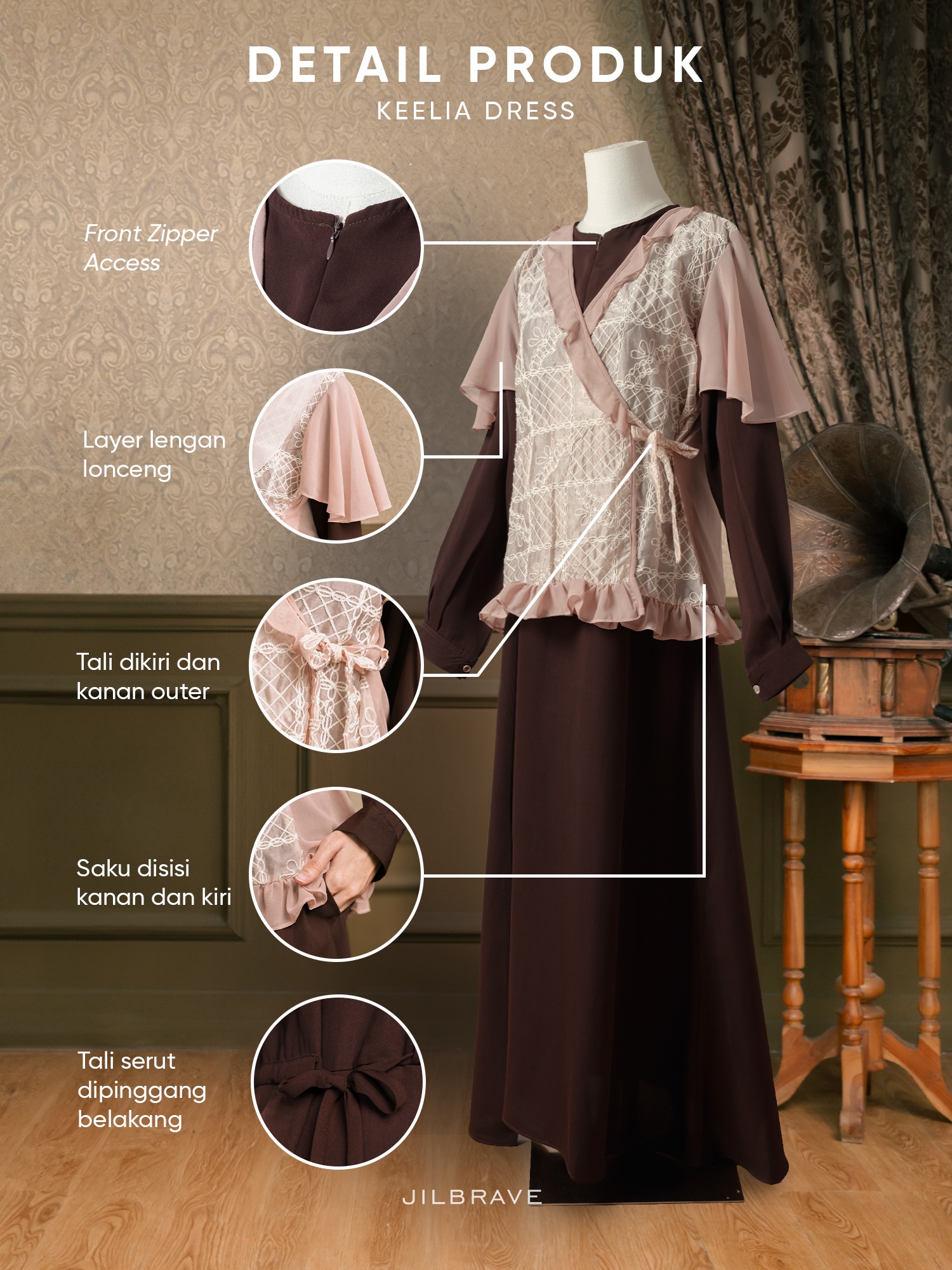 Keelia Dress Gamis Set Outer Kondangan Muslimah Feminine Elegant