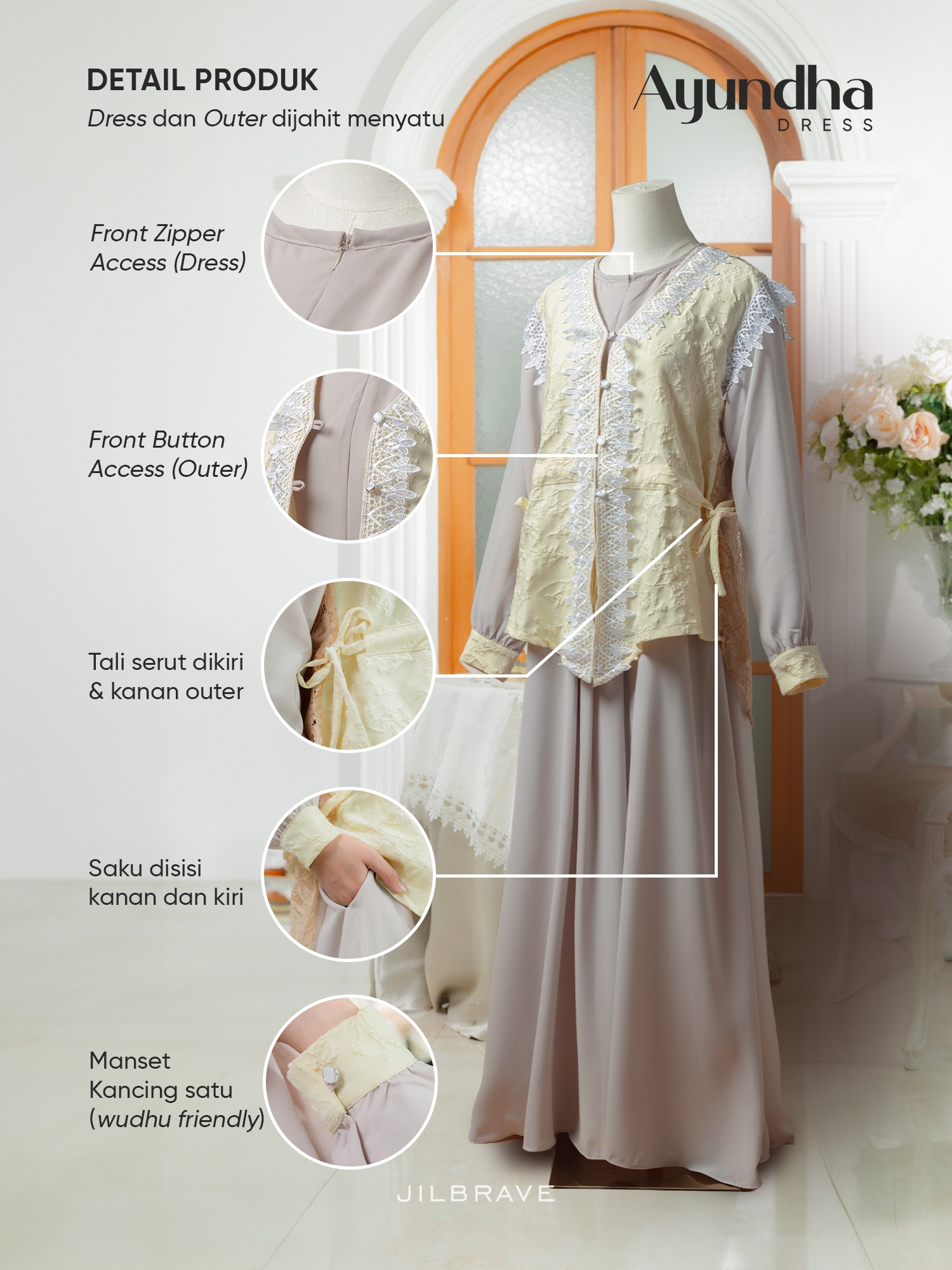 Ayundha Dress Embossed Kondangan Gamis Muslimah Feminine
