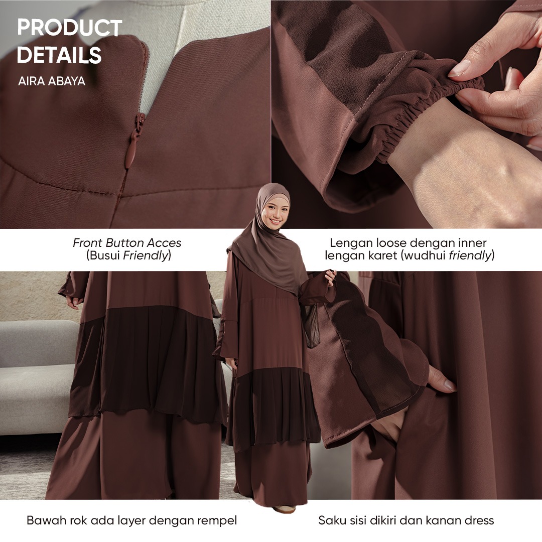 JILBRAVE Aira Abaya Gamis Muslimah Haji Umroh Daily Wear Basic Polos Flowy