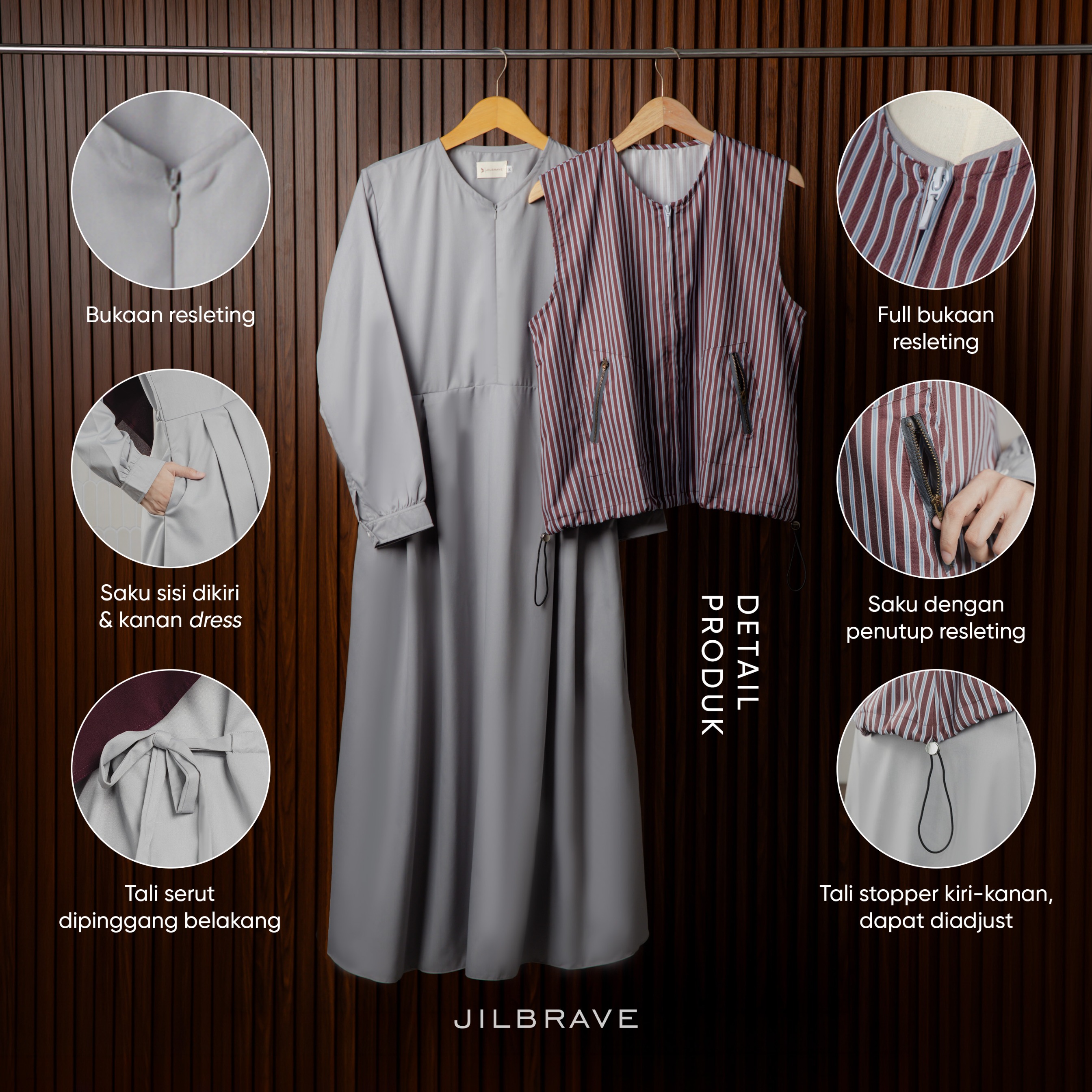 JILBRAVE Saffa Dress Gamis 2in1 Set Outer Cotton Korean Casual Daily Wear