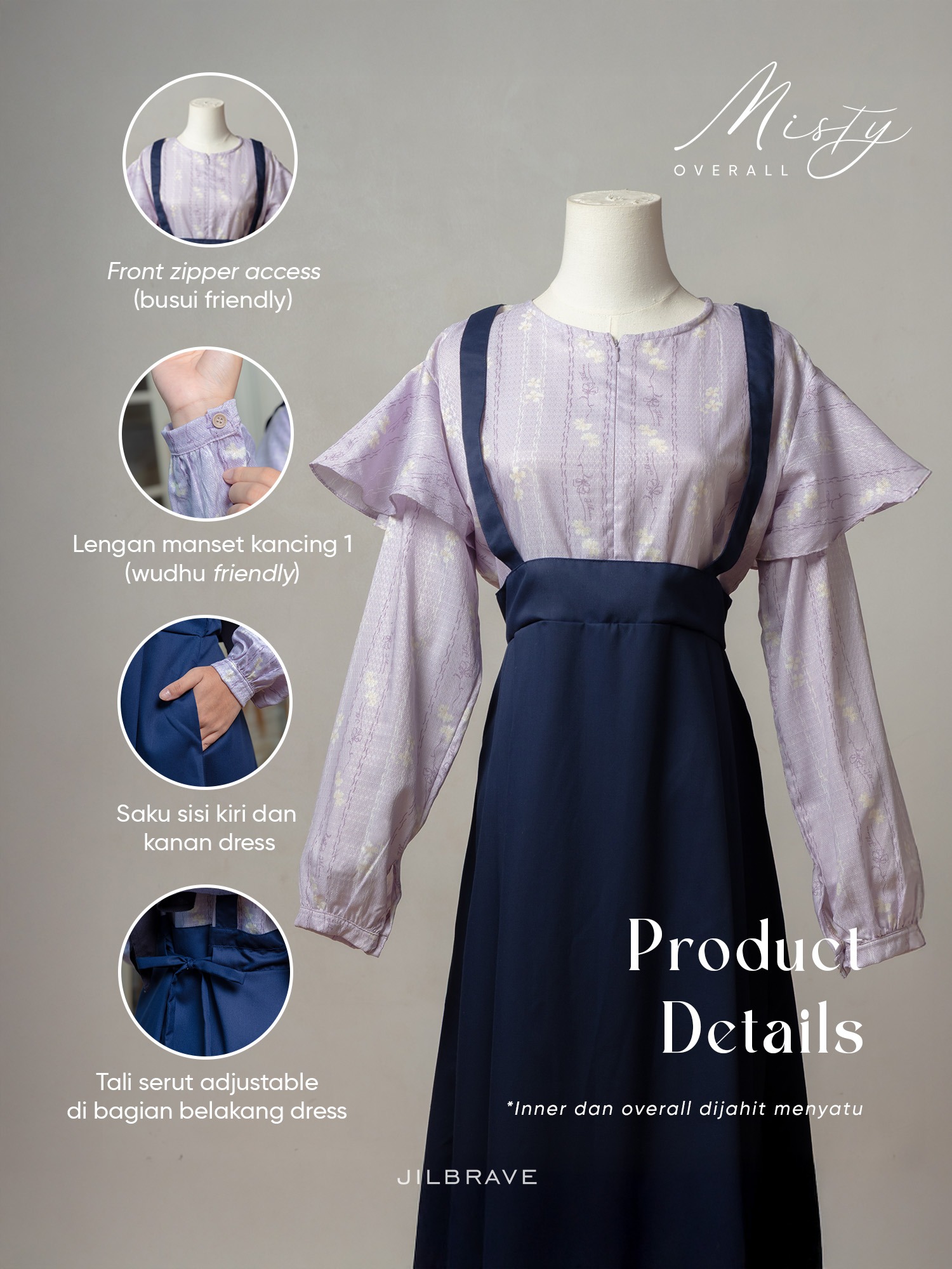 JILBRAVE Misty Overall Gamis Motif TENCEL™ Premium