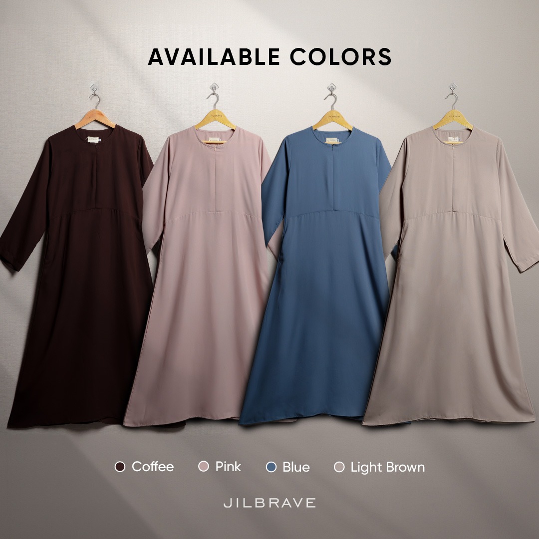 JILBRAVE Zayna Dress Wanita Gamis Basic Plain Simple