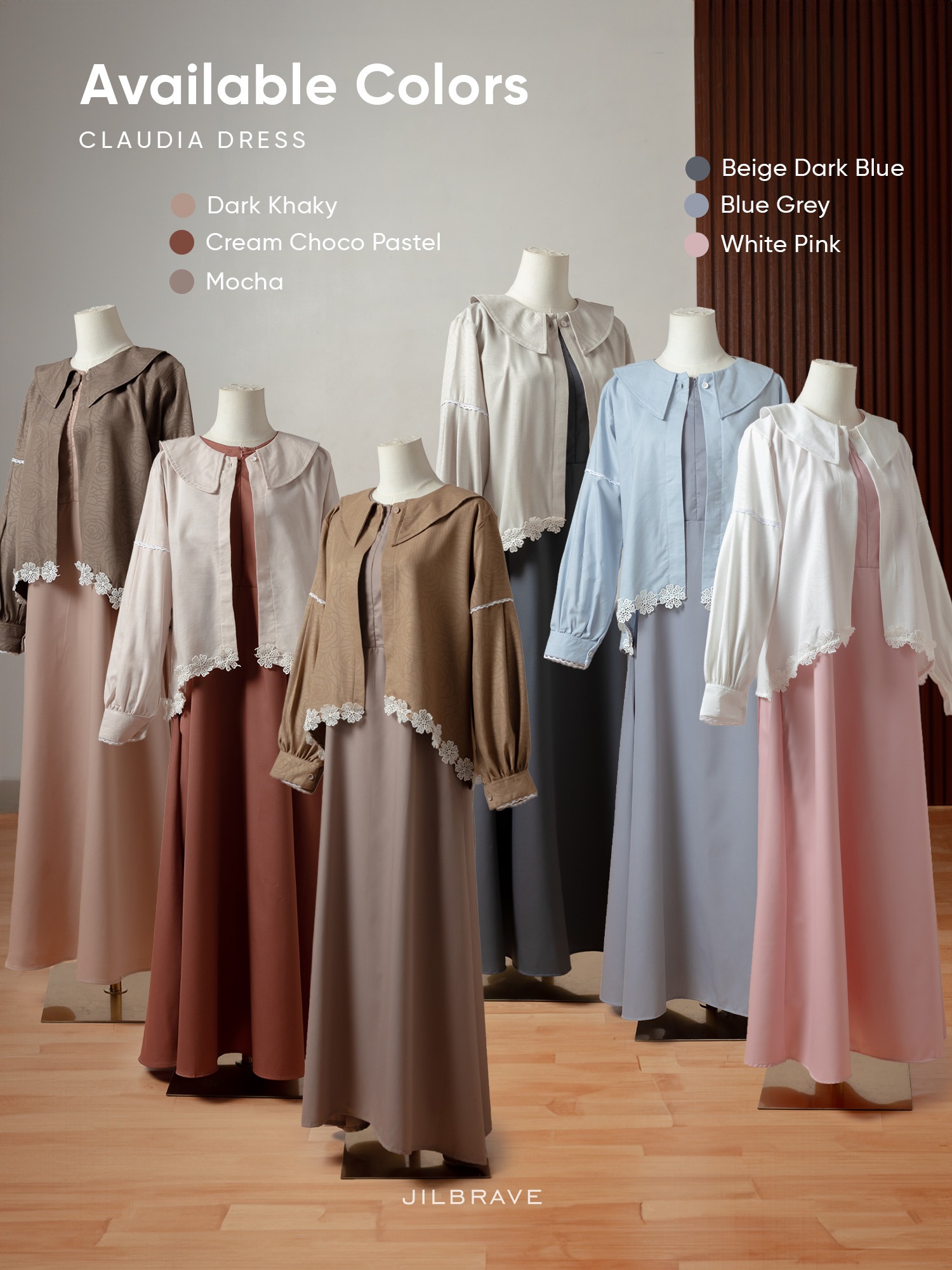 JILBRAVE Claudia Dress Gamis Set Outer Bordir Feminine Casual Elegant Look