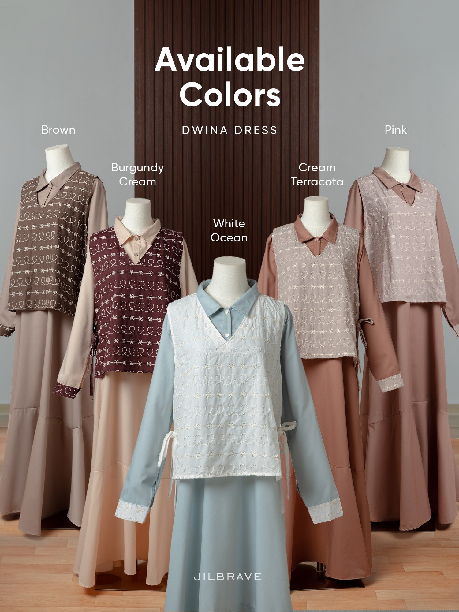 JILBRAVE Dwina Dress Gamis Wanita 2 in 1 Set Outer Cotton Embroidery