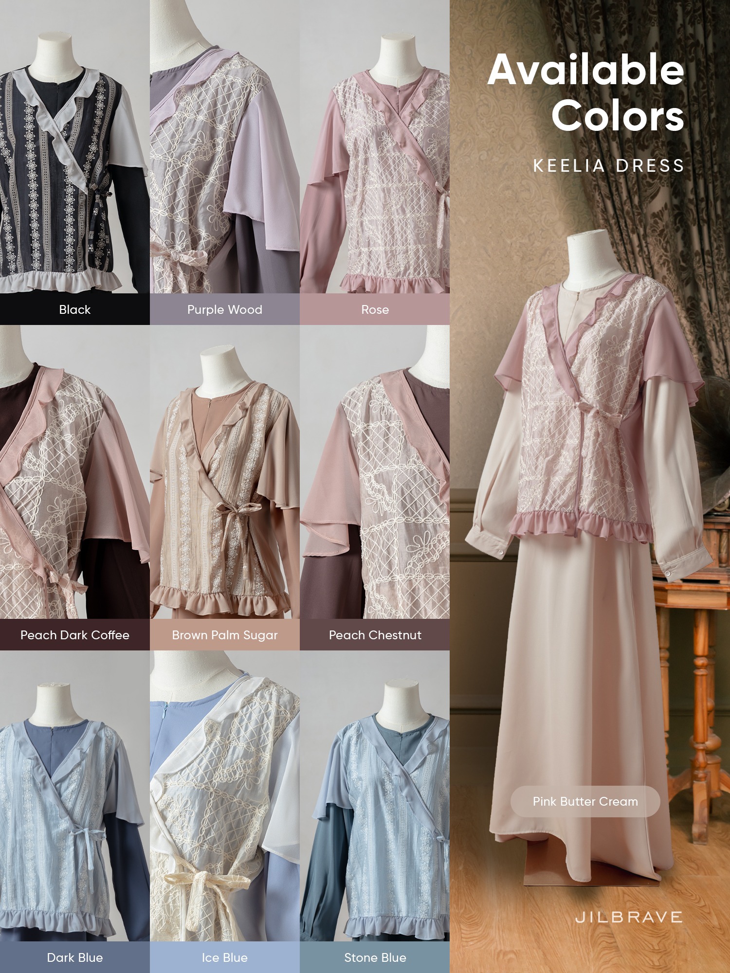 Keelia Dress Gamis Set Outer Kondangan Muslimah Feminine Elegant