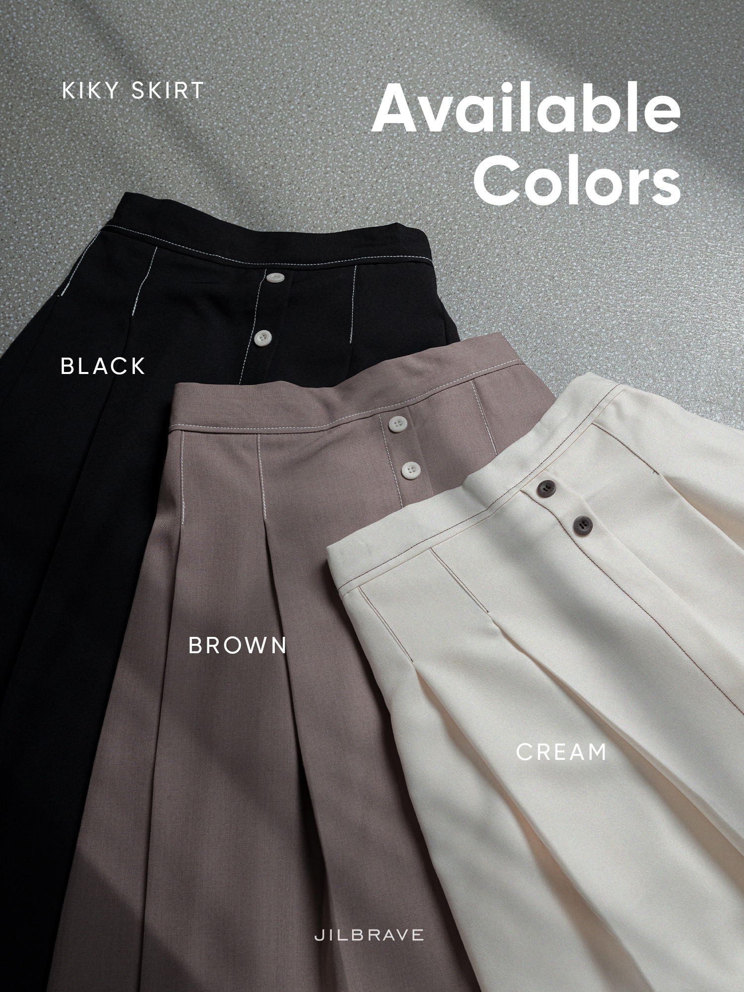 JILBRAVE Kiky Skirt Rok A-Line Aksen Benang Kontras Basic Skirt Casual Elegant