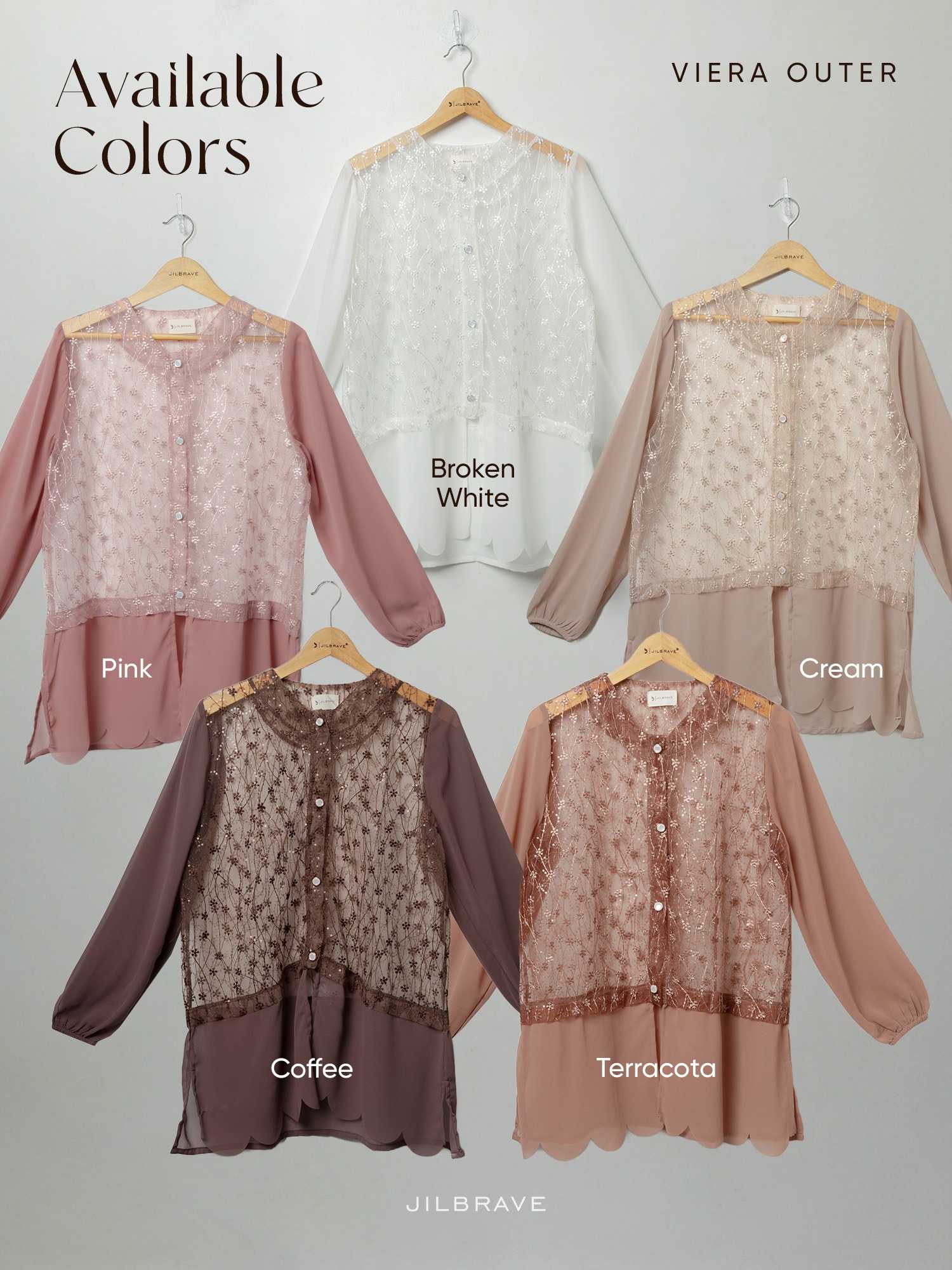JILBRAVE Viera Outer Elegan Tulle Brukat Bordir Lebaran Embroidery